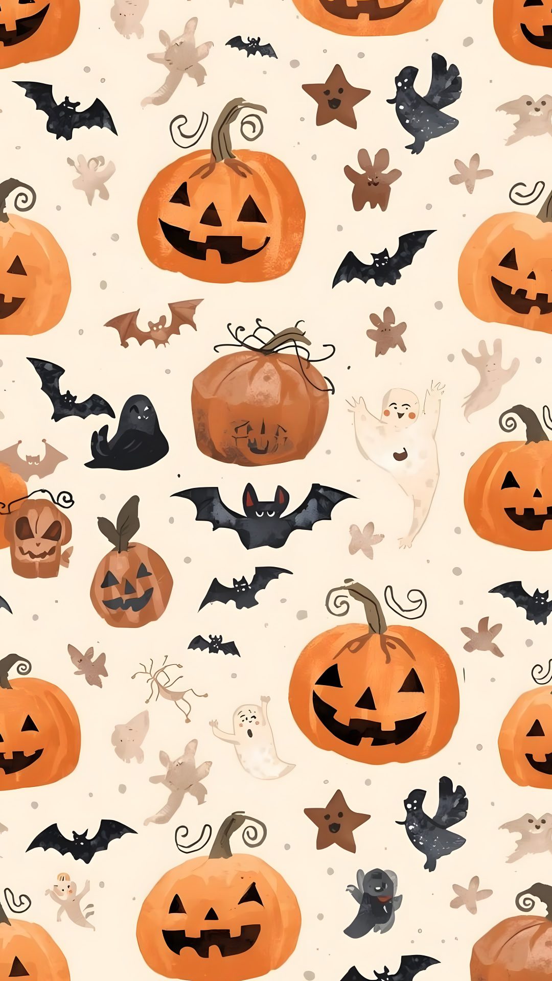 halloween pumpkins and bats on a white background with orange, black and brown colors Halloween For Nursery antique white