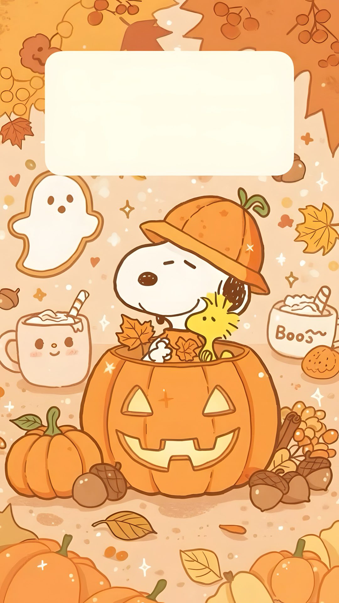 a cartoon dog is sitting in a pumpkin Cute Cute Snoopy Halloween burlywood