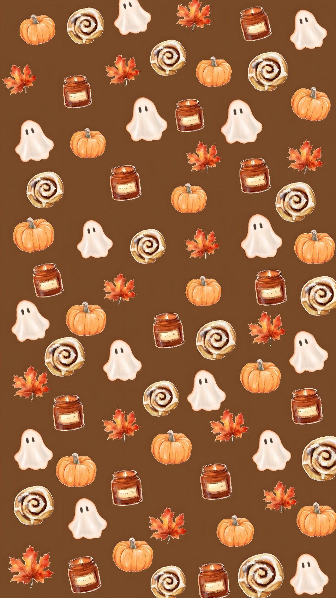a brown background with pumpkins, candy and ghost candies on it's sides Halloween Food saddle brown
