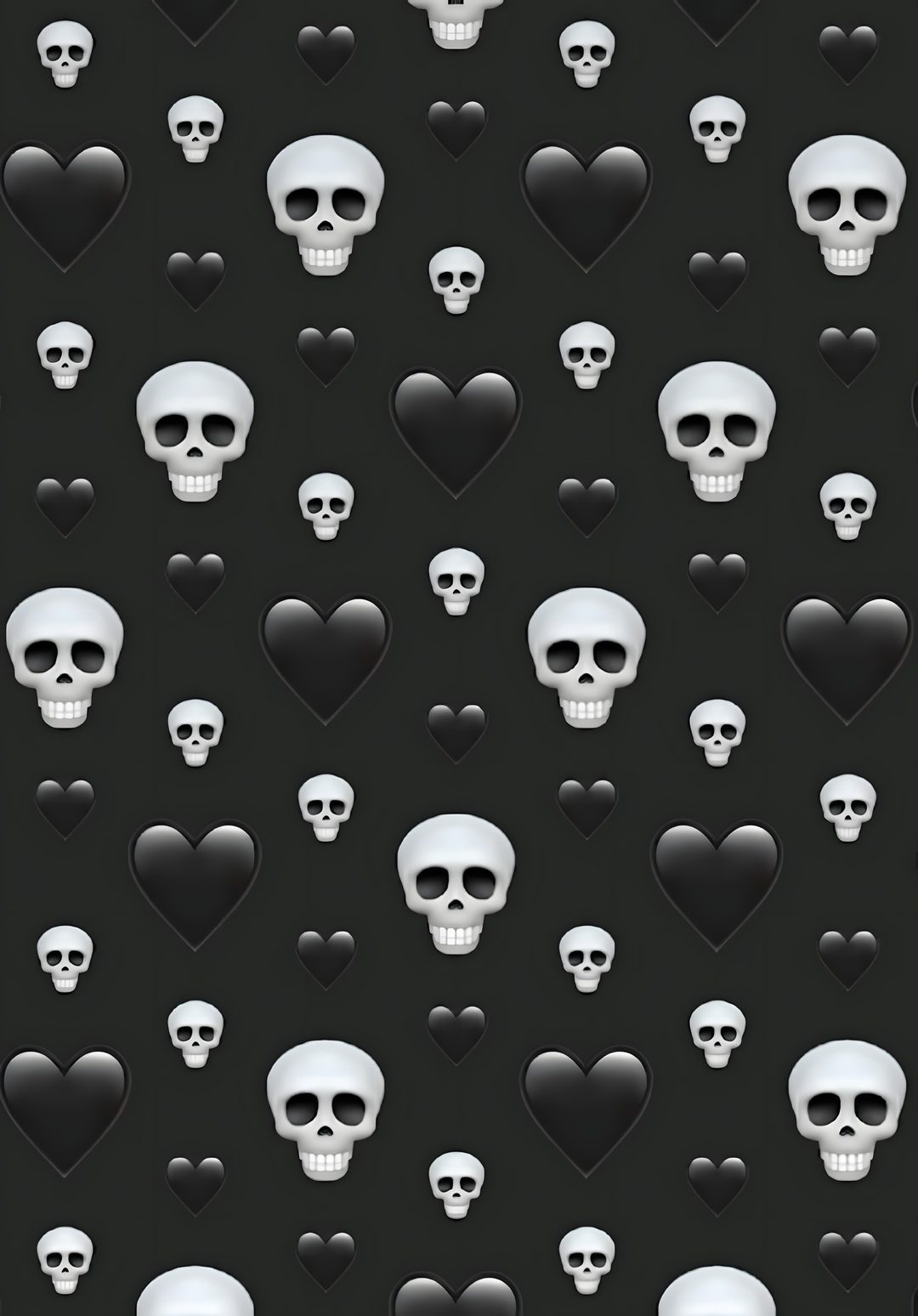many skulls and hearts are arranged in the shape of heart shapes on a black background Halloween Emoji Iphone, black