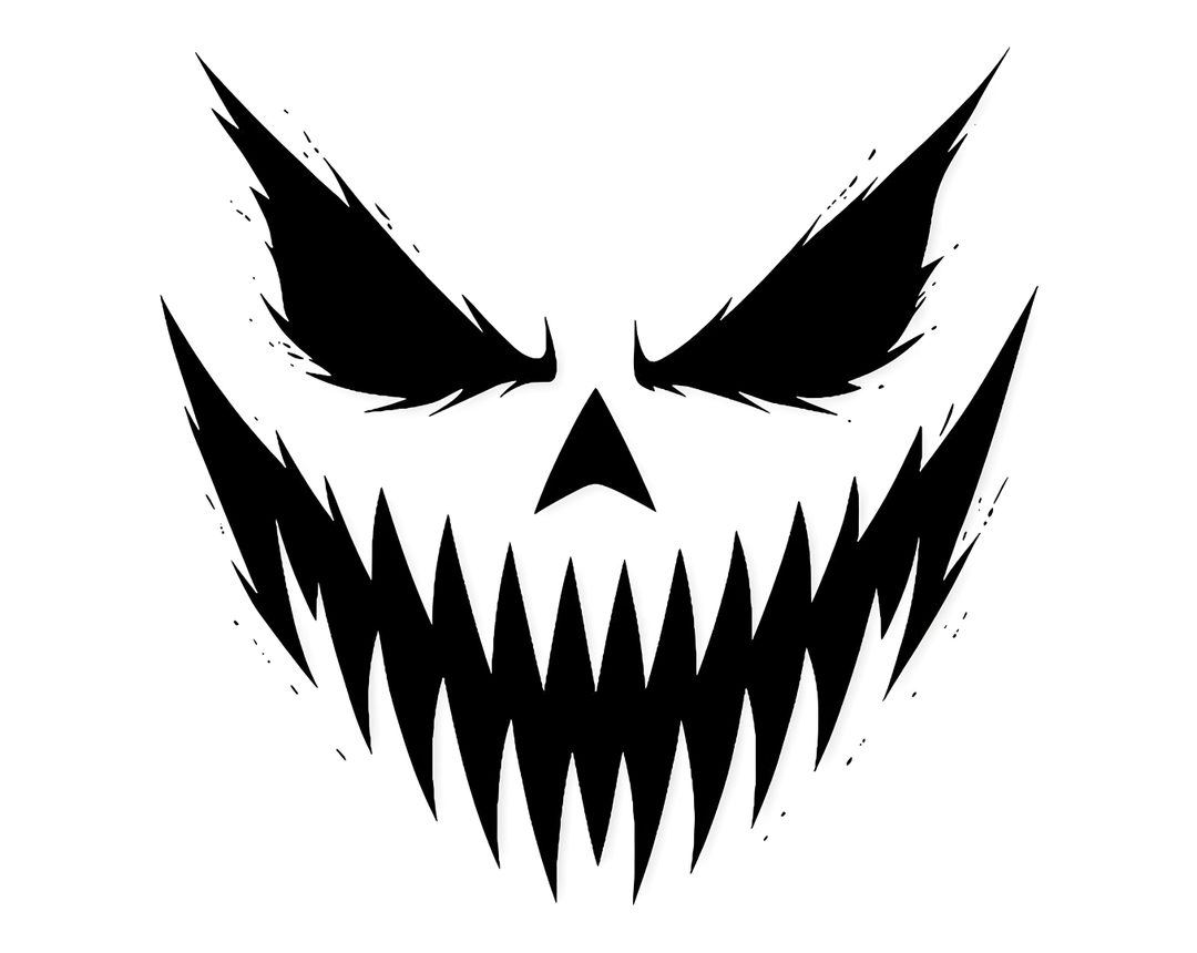 the face of an evil pumpkin with sharp teeth Halloween Face white