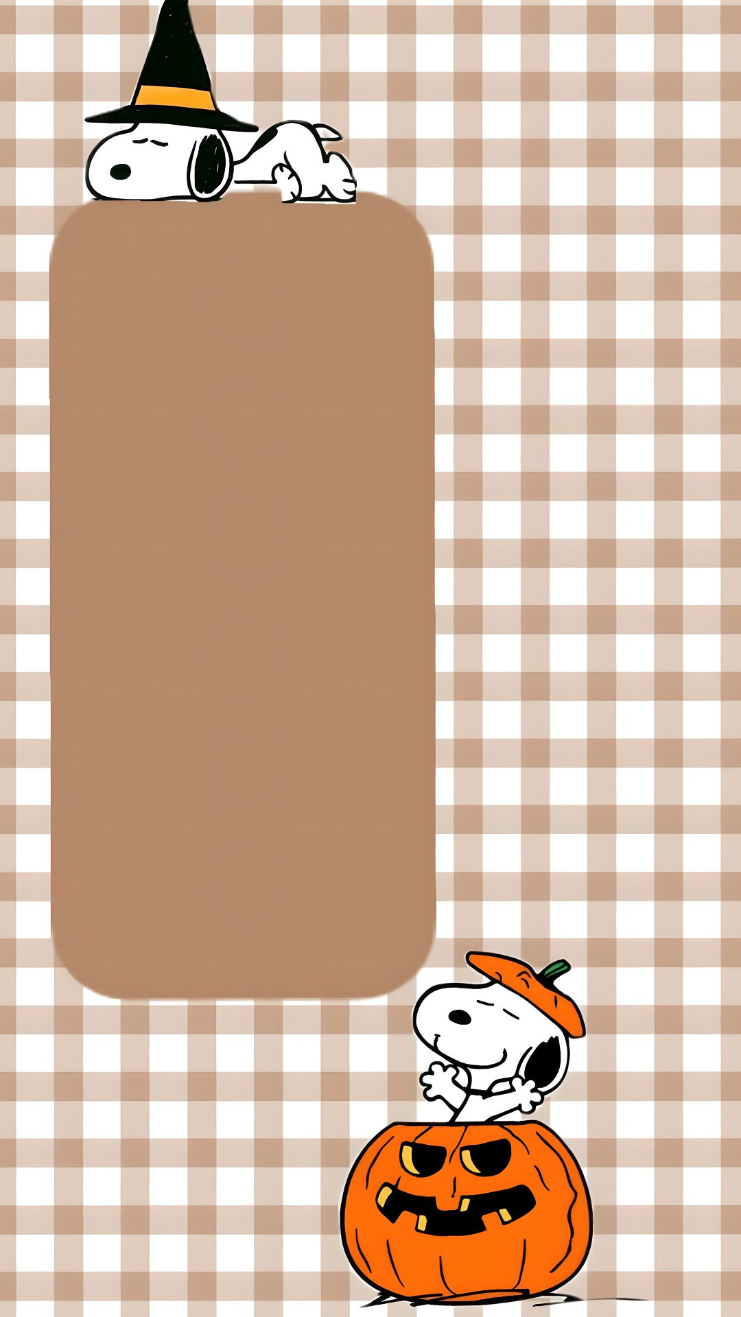 snoop and his pumpkin on the table with a dog in it's hat, looking at Cute Halloween Snoopy tan