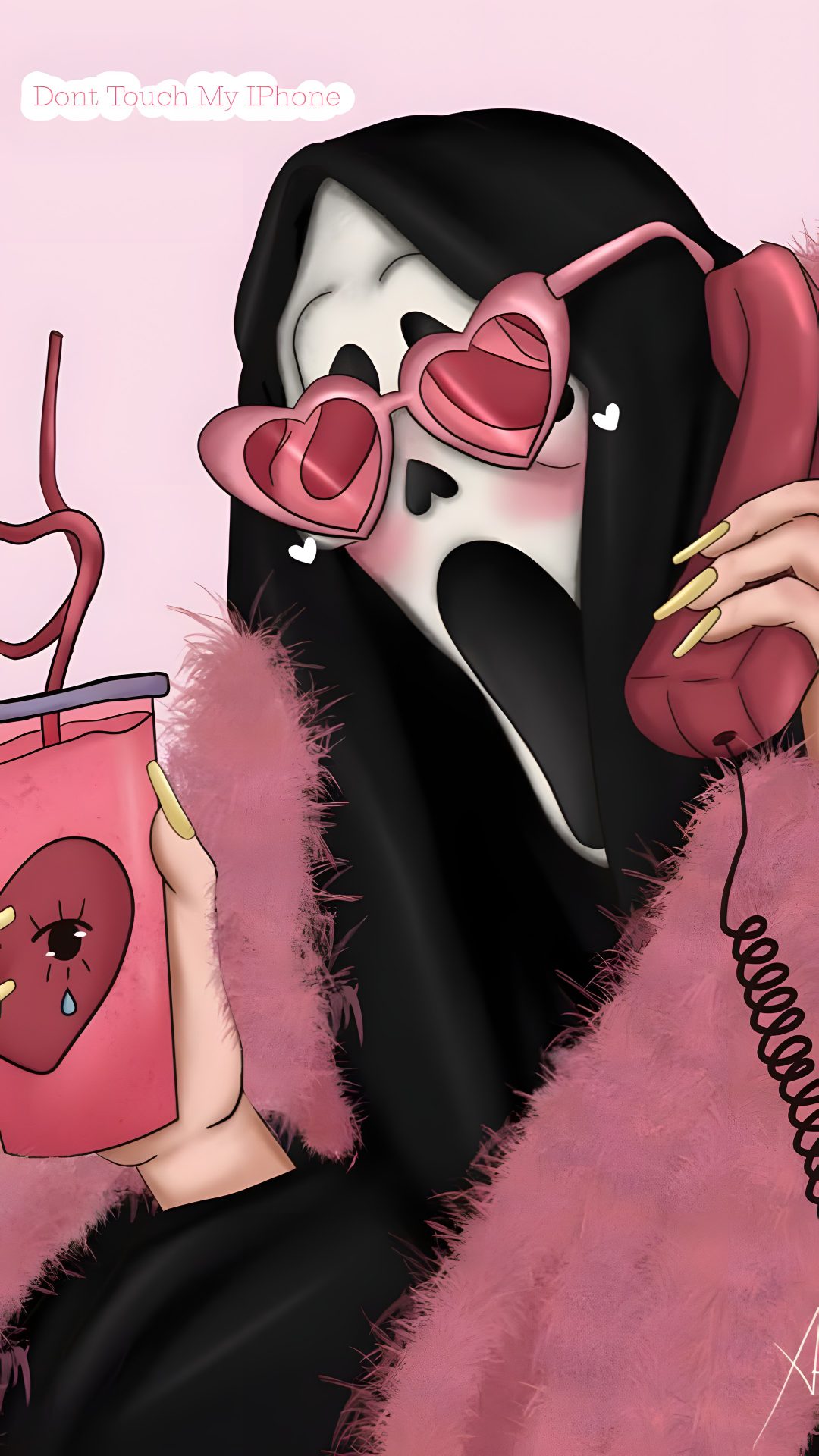 a woman in a pink coat holding a cup and wearing heart shaped glasses while talking on the phone Cute Halloween Mean Girls indian red