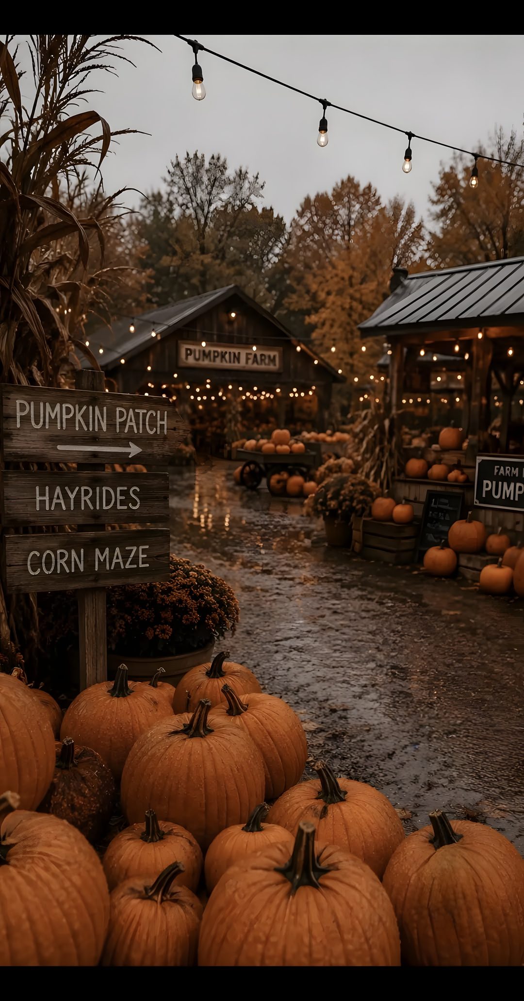 pumpkins are piled up in front of the pumpkin patch Halloween Pumpkin Patch saddle brown