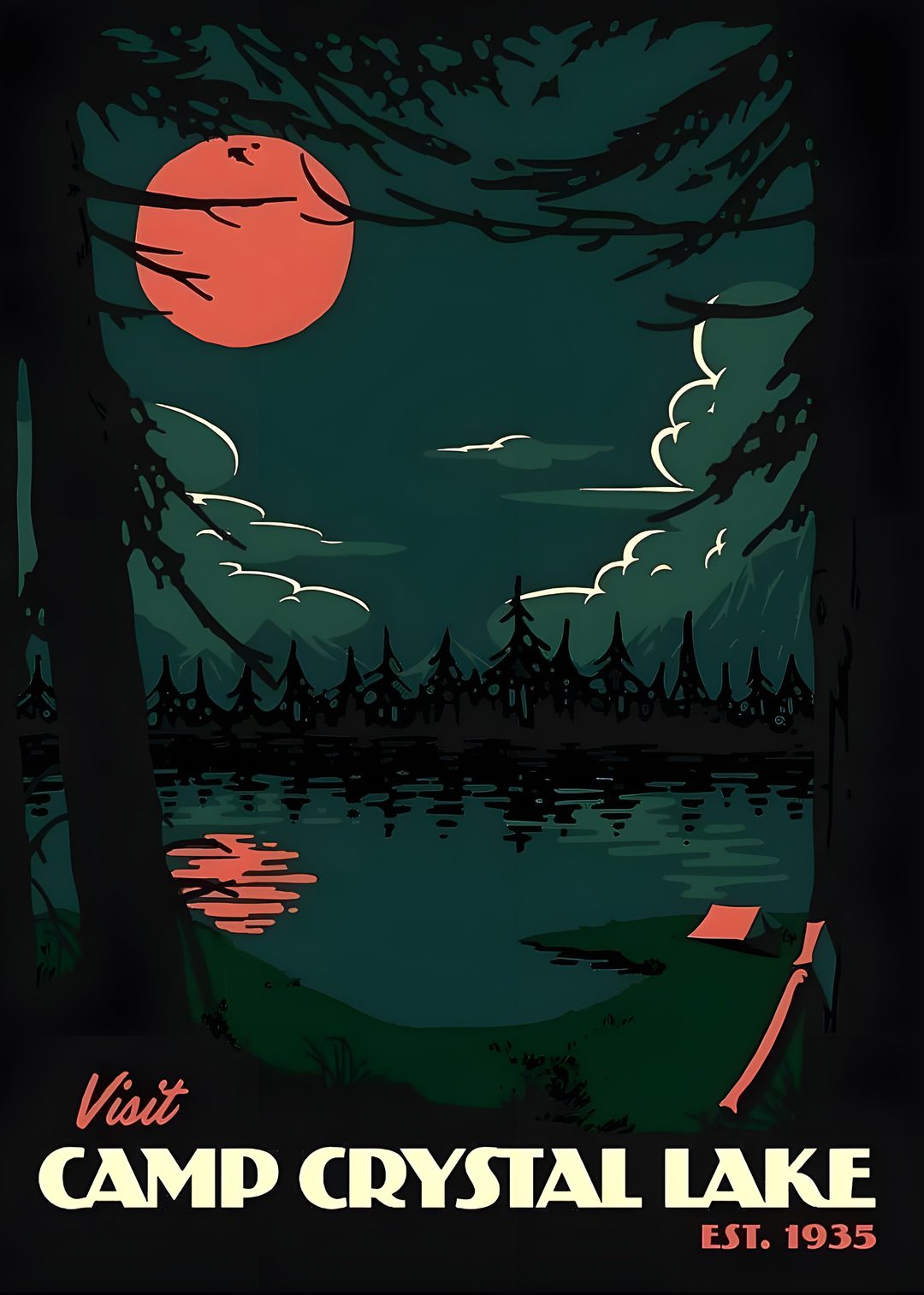 an image of a camp crystal lake poster Camp Crystal Lake Halloween black