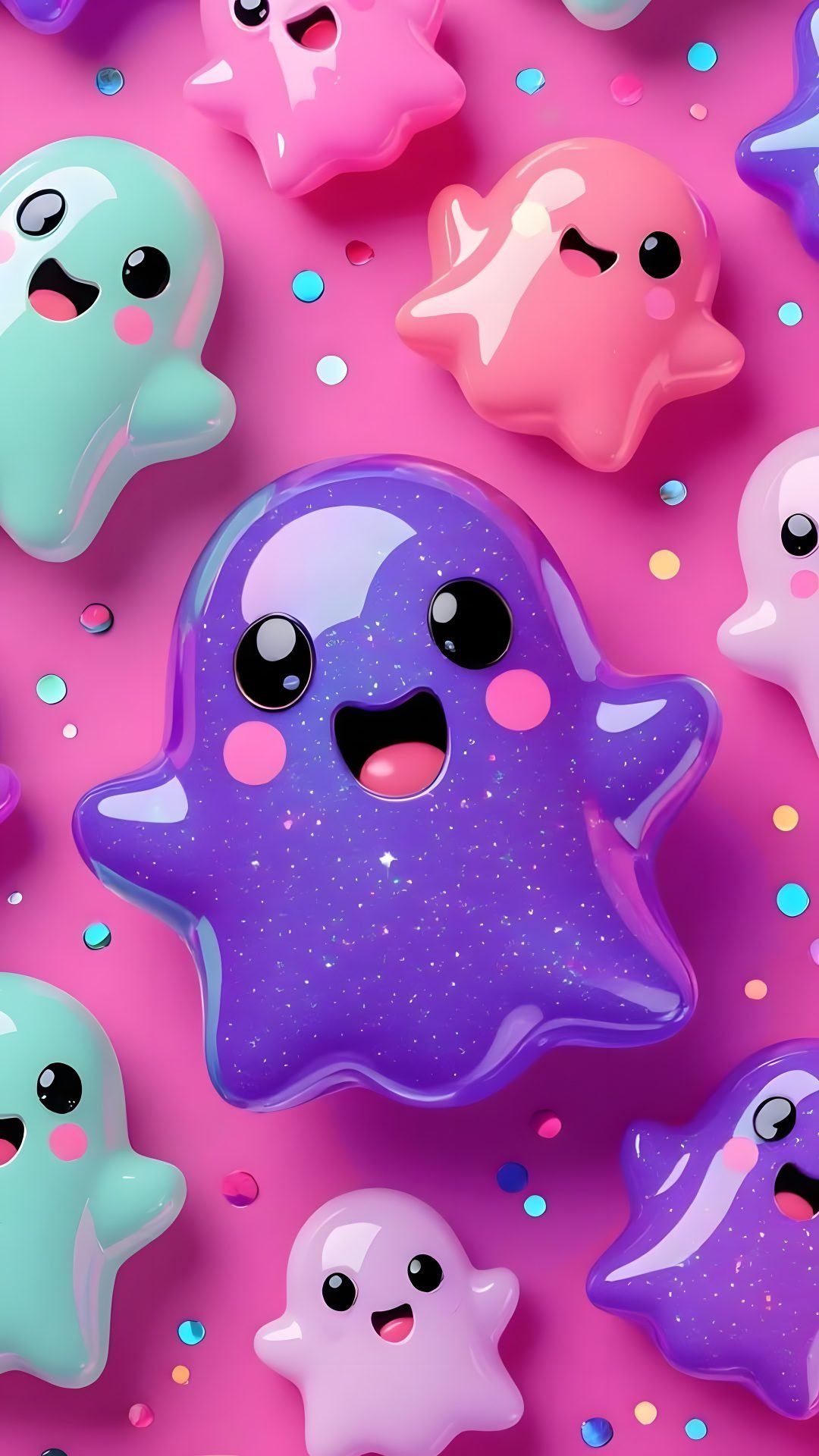 there are many little ghost cookies on the table Halloween Slime Hd Ghost, medium orchid