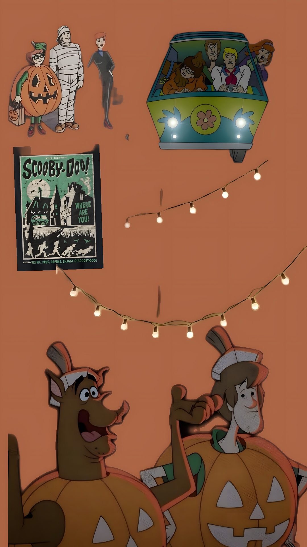 an image of some cartoon characters on pumpkins Halloween Cartoon Aesthetic sienna