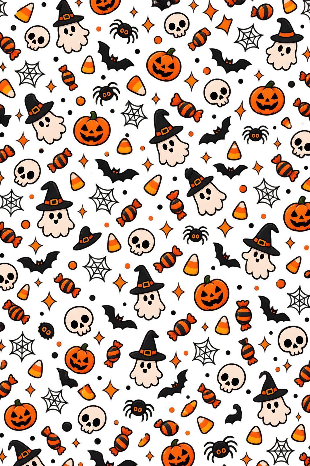halloween themed wallpaper with pumpkins and skulls Spooky Halloween Pattern white