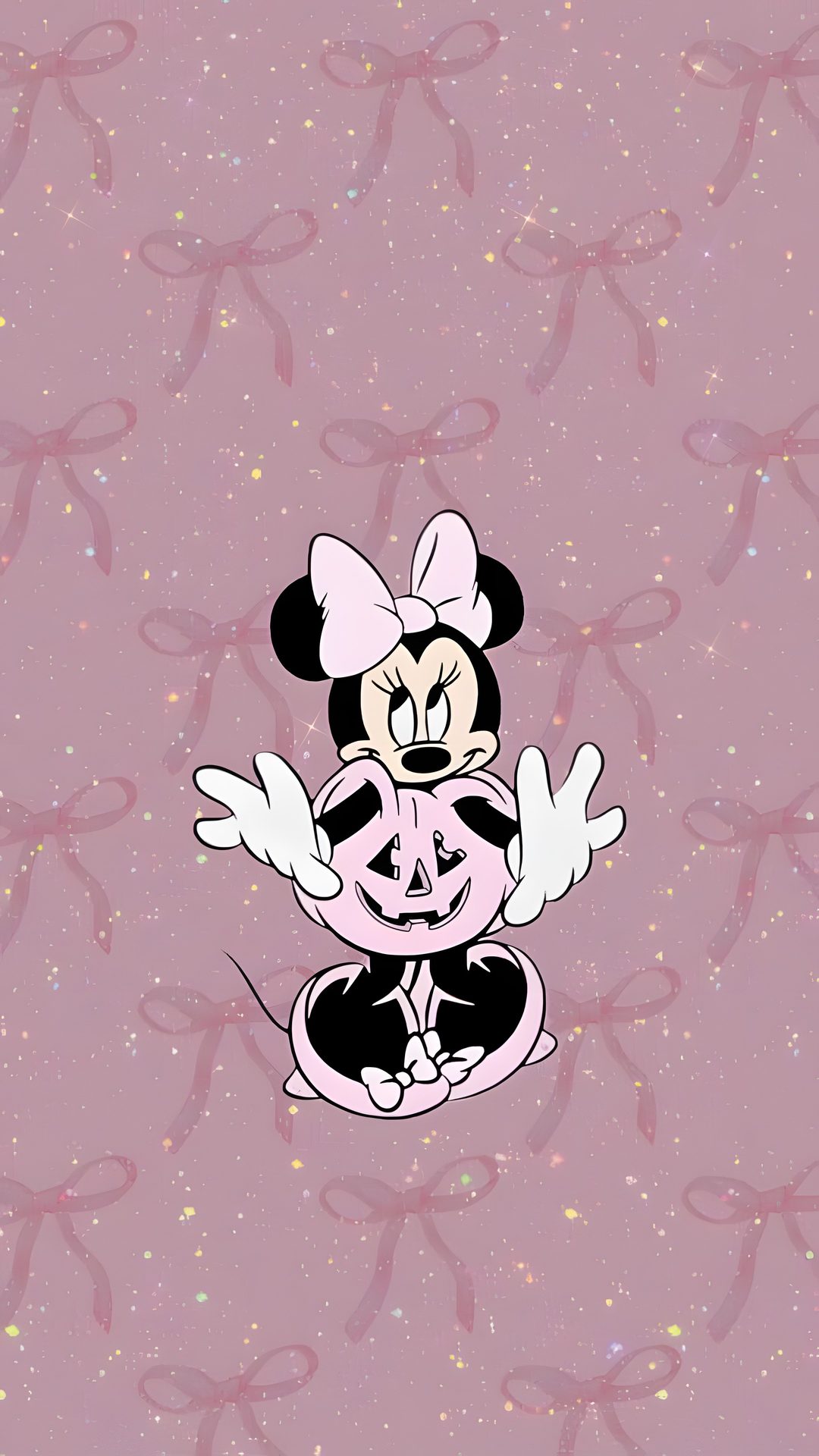 a cartoon mickey mouse sitting on top of a pink background Pink Disney Halloween Pink, rosy brown