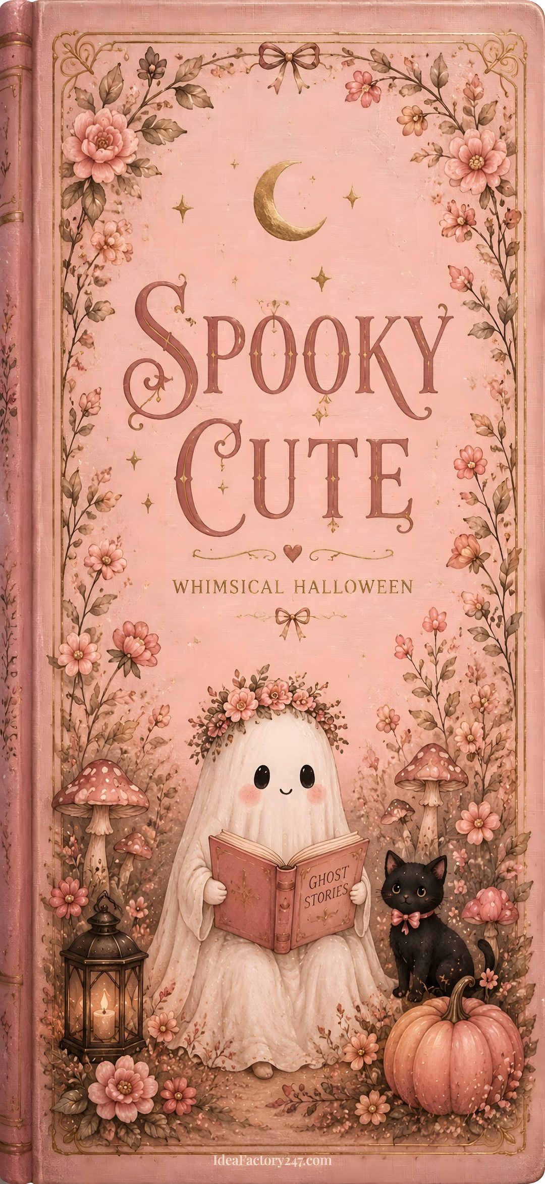 the book cover for spooky cute by whimsical hallowen Iphone Halloween Book dark salmon