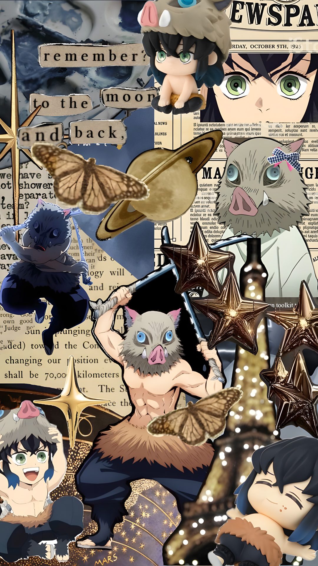 an image of some anime characters with different expressions on them, including cats and stars Inosuke Halloween Inosuke Wallaper, gray
