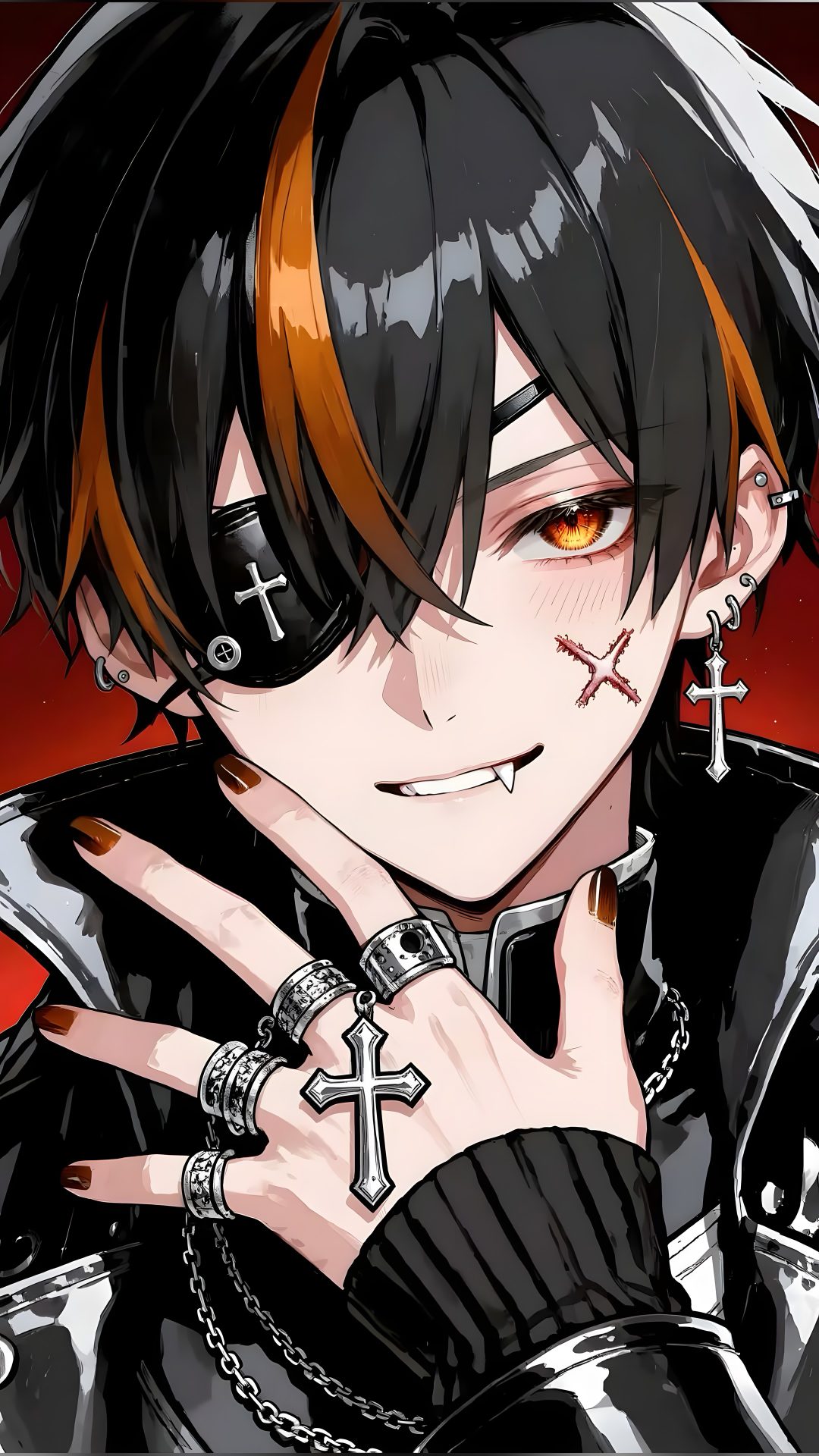 an anime character with black hair and piercings holding his hand up to the camera Halloween Anime Boy Dark Anime, Goth Boy, Art, Anime Boy, Anime Art, Feelings, dark slate gray