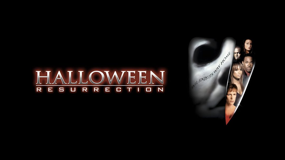 the poster for halloween resurrection is shown Halloween Resurrection Trippy, Movies And Tv Shows, Halloween, black