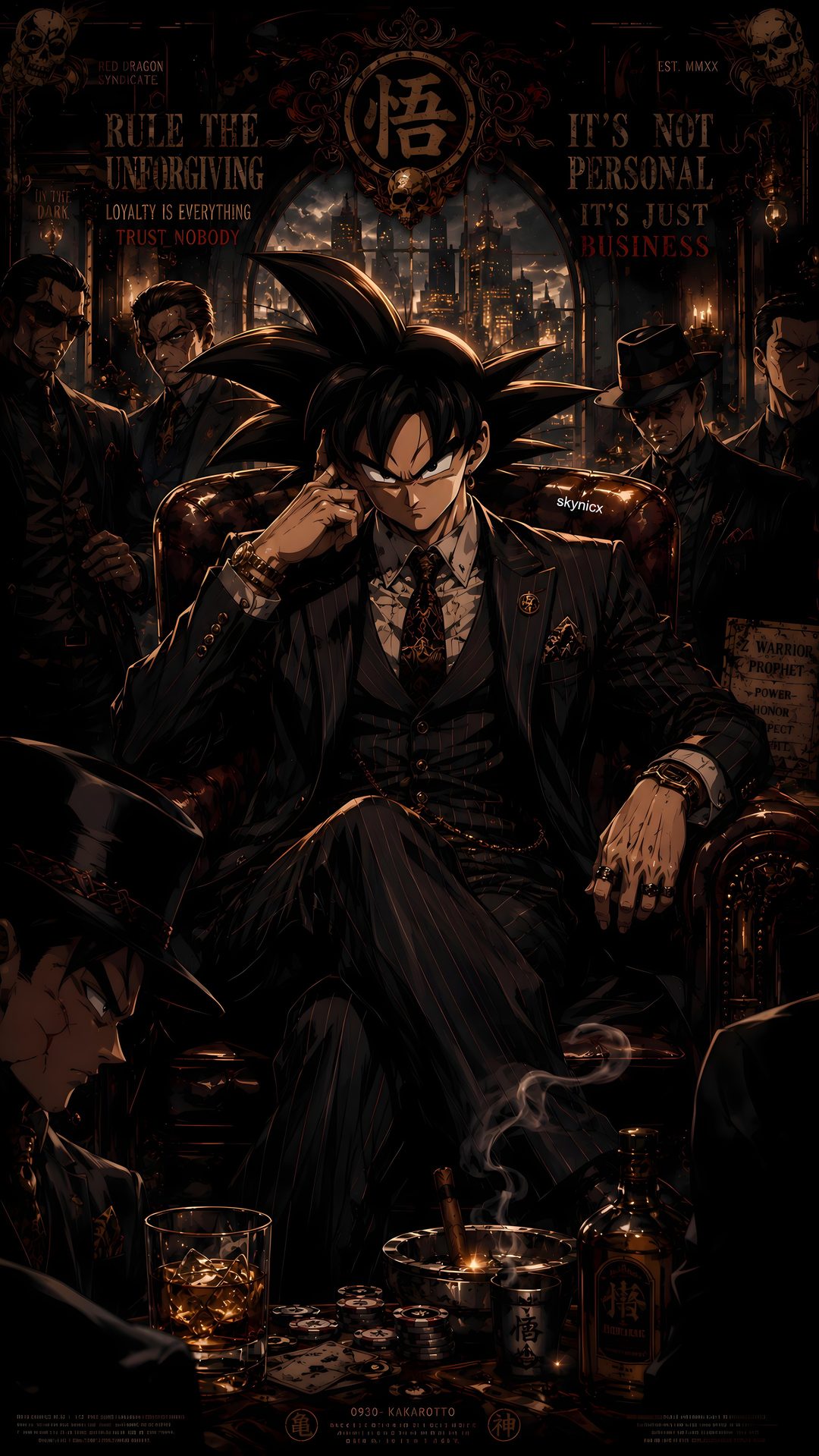 an anime character sitting in a chair with other people around him and holding his head Halloween Goku Goku 2, The Godfather, Anime Dragon Ball, Dragon Ball, black