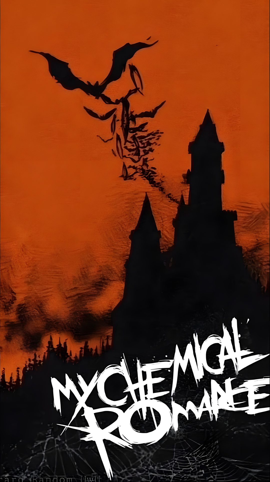 an orange and black poster with the words my chemical romance on it Mcr Halloween saddle brown