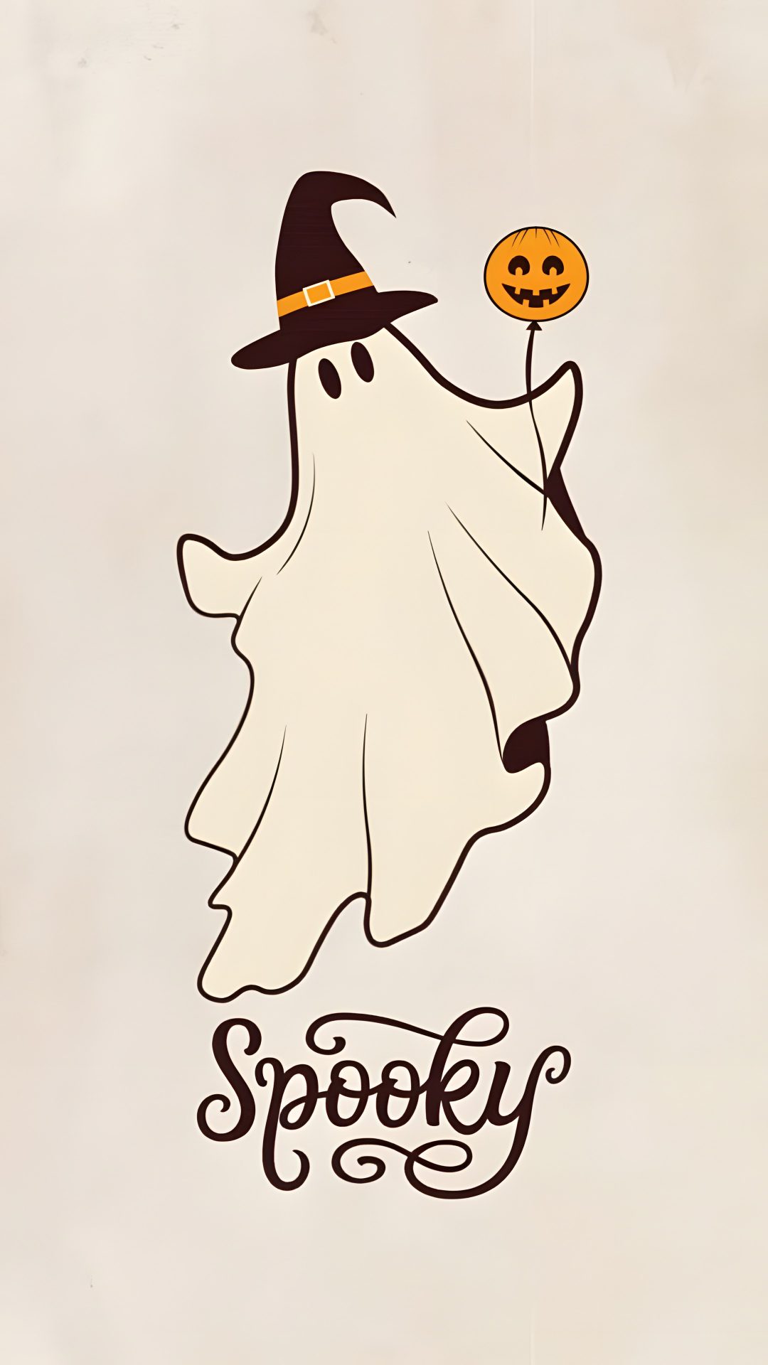 a ghost with a pumpkin in it's mouth and the words spooky written below Vintage Halloween Phone gainsboro