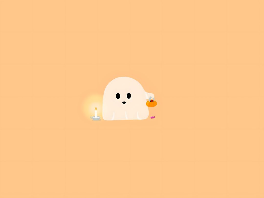 a cartoon ghost with a candle in its hand Cute Ghost Halloween Desktop burlywood