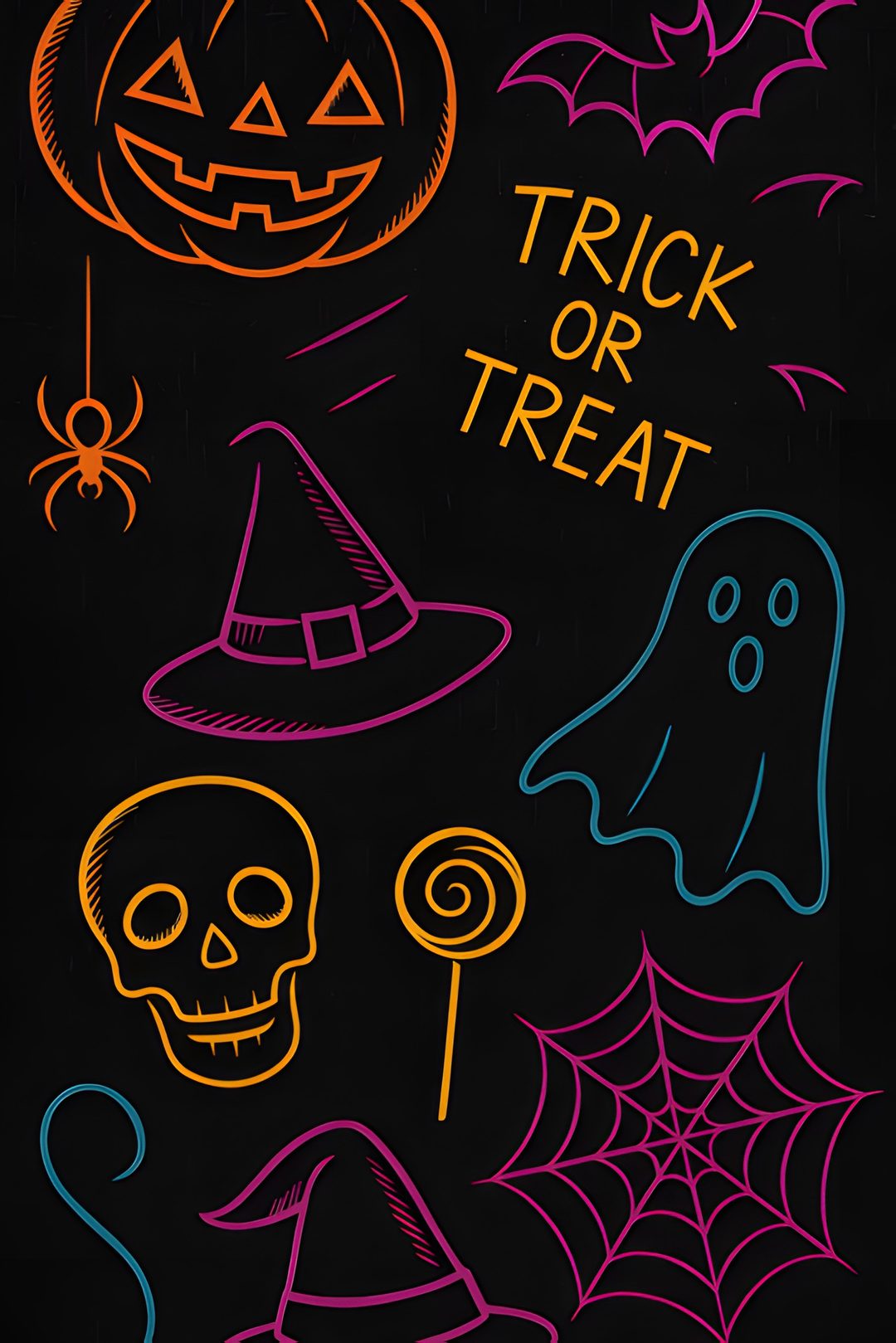 an image of halloween chalk art Halloween Chalkboard Trick Or Treat, Chalk, Halloween, black
