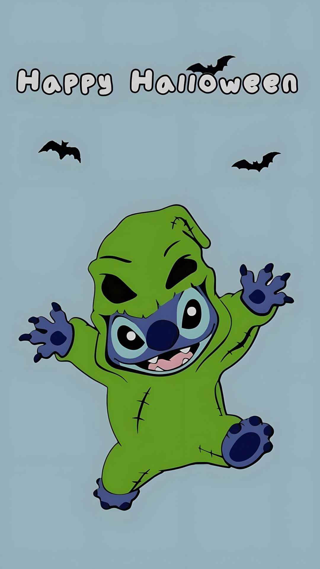 a cartoon character is flying through the air with his arms out and eyes wide open Stitch Halloween Costume Happy Halloween, Halloween, dark gray