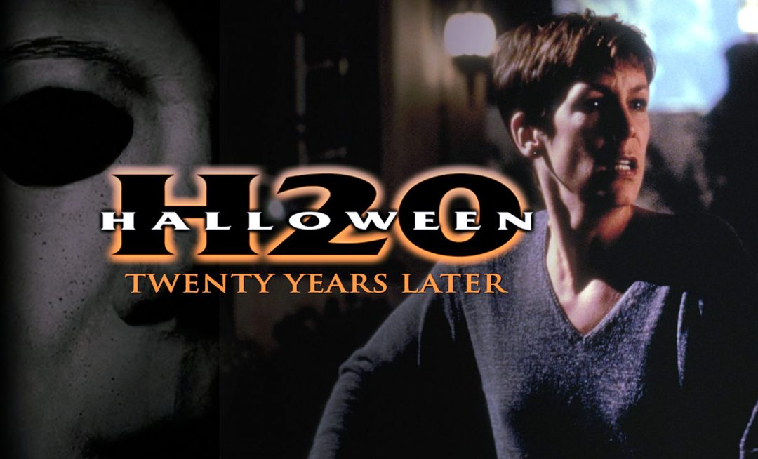 a person with a creepy face and the words h20 twenty years later on it Halloween H20 Halloween H20, The Boogeyman, Horror Movies, The Twenties, Halloween, black