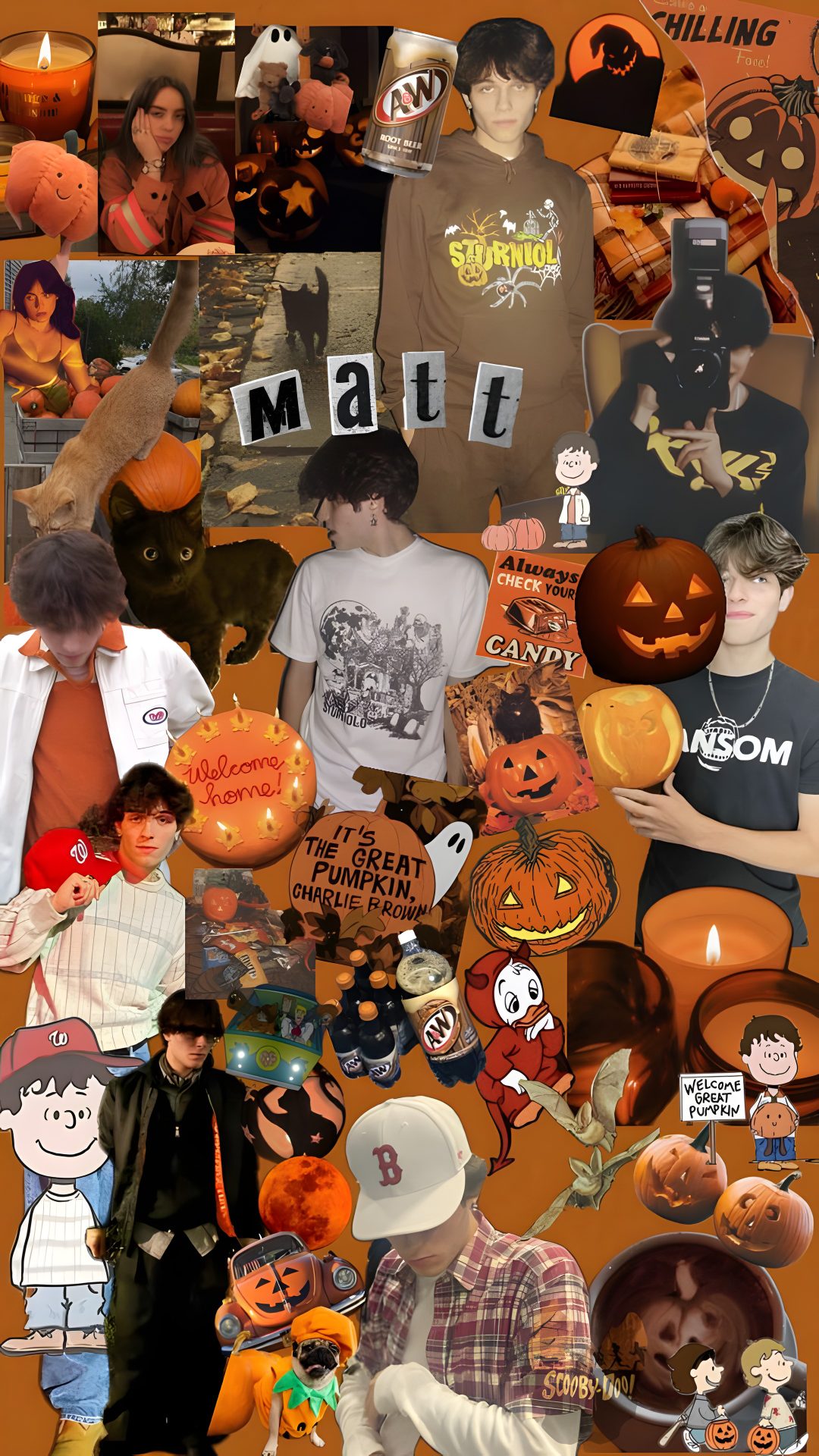 the collage shows many different people and pumpkins Sturniolo Halloween Halloween, It's The Great Pumpkin, Scooby Doo, Root Beer, Iphone, sienna