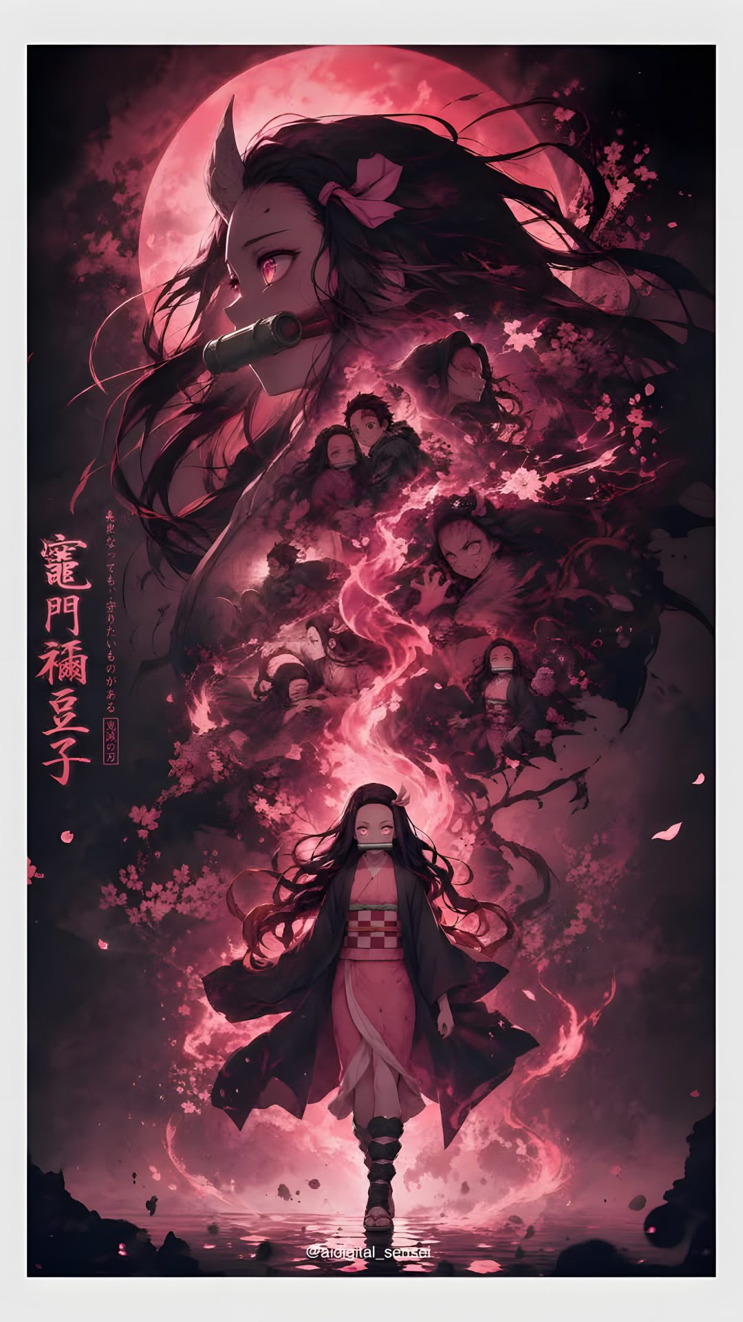 an anime character with long hair standing in front of a full moon and surrounded by clouds Anime Halloween Phone dark slate gray