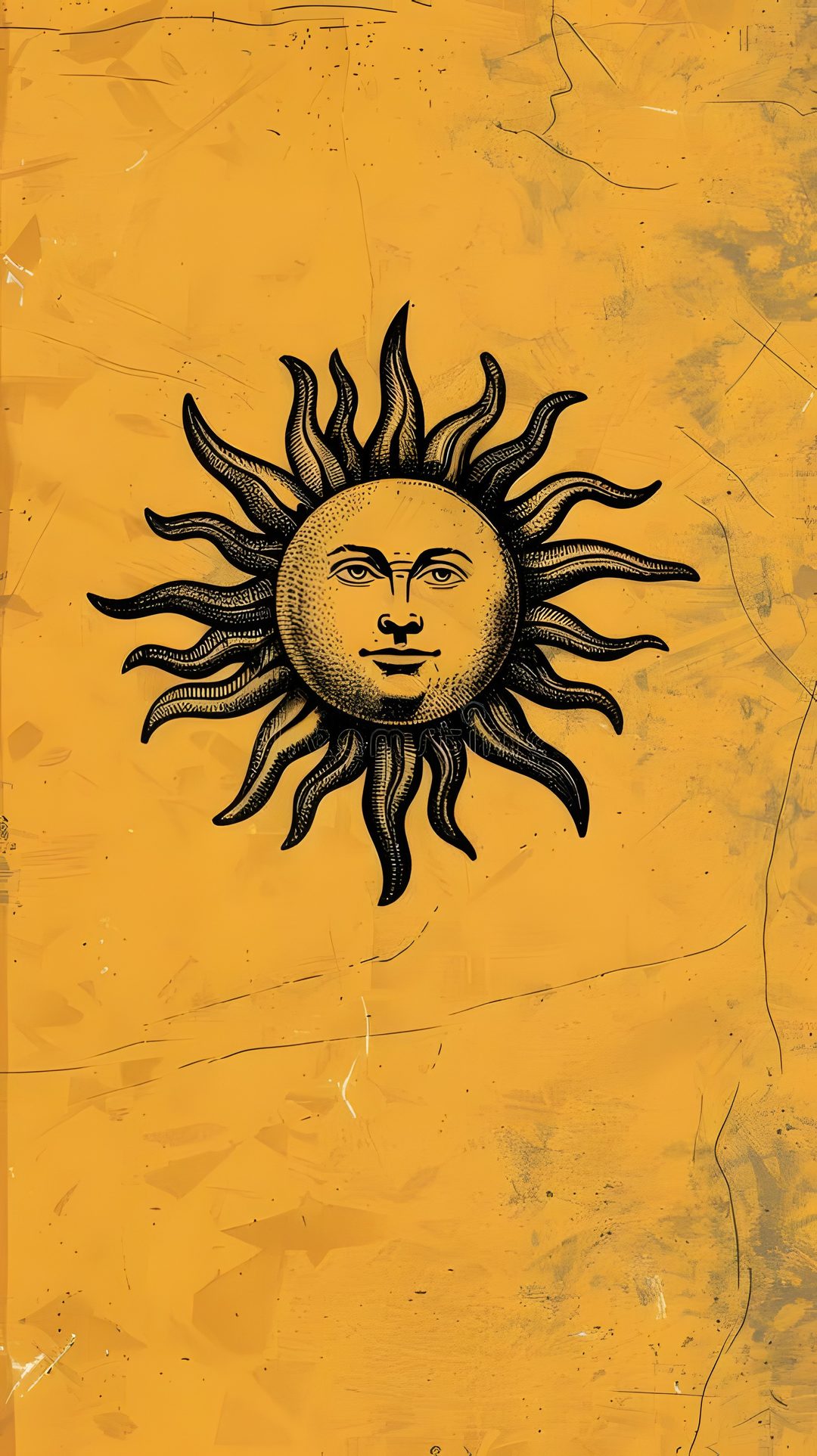 a drawing of a sun with the face of a man's head on it Halloween Sun Pattern Egyptian Goddess, goldenrod