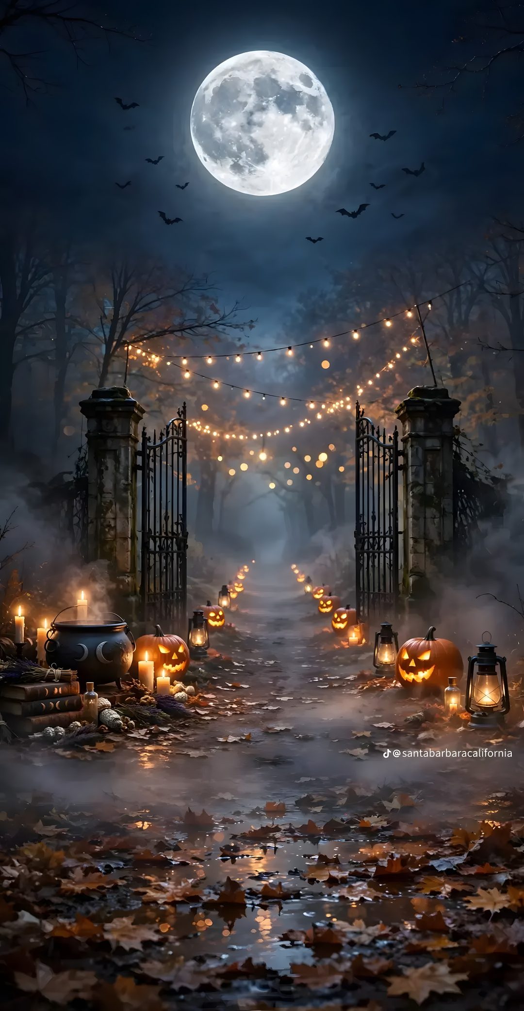 an image of a halloween scene with pumpkins Halloween Town Gate dark slate gray