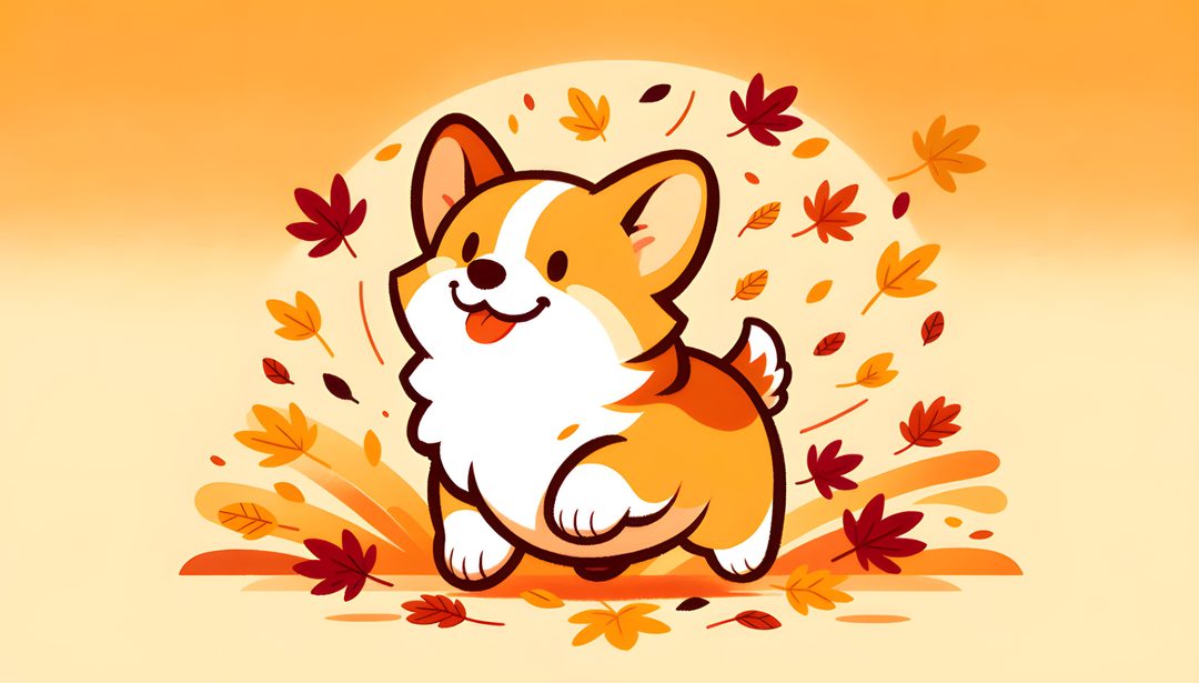 a cartoon corgi sitting in the fall leaves Corgi Halloween Corgi Art, Cute Corgi, Chihuahua, Desktop, Art, Cute Dogs, navajo white