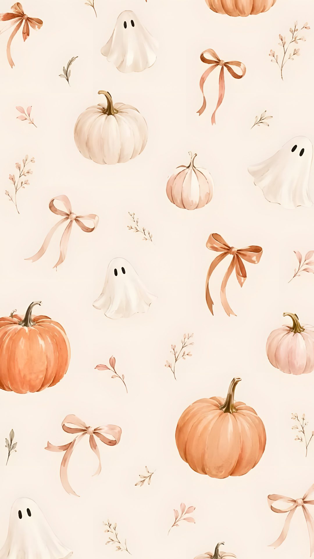 an orange and white halloween pattern with pumpkins, ghost, and other decorations on it Fall Halloween Iphone linen