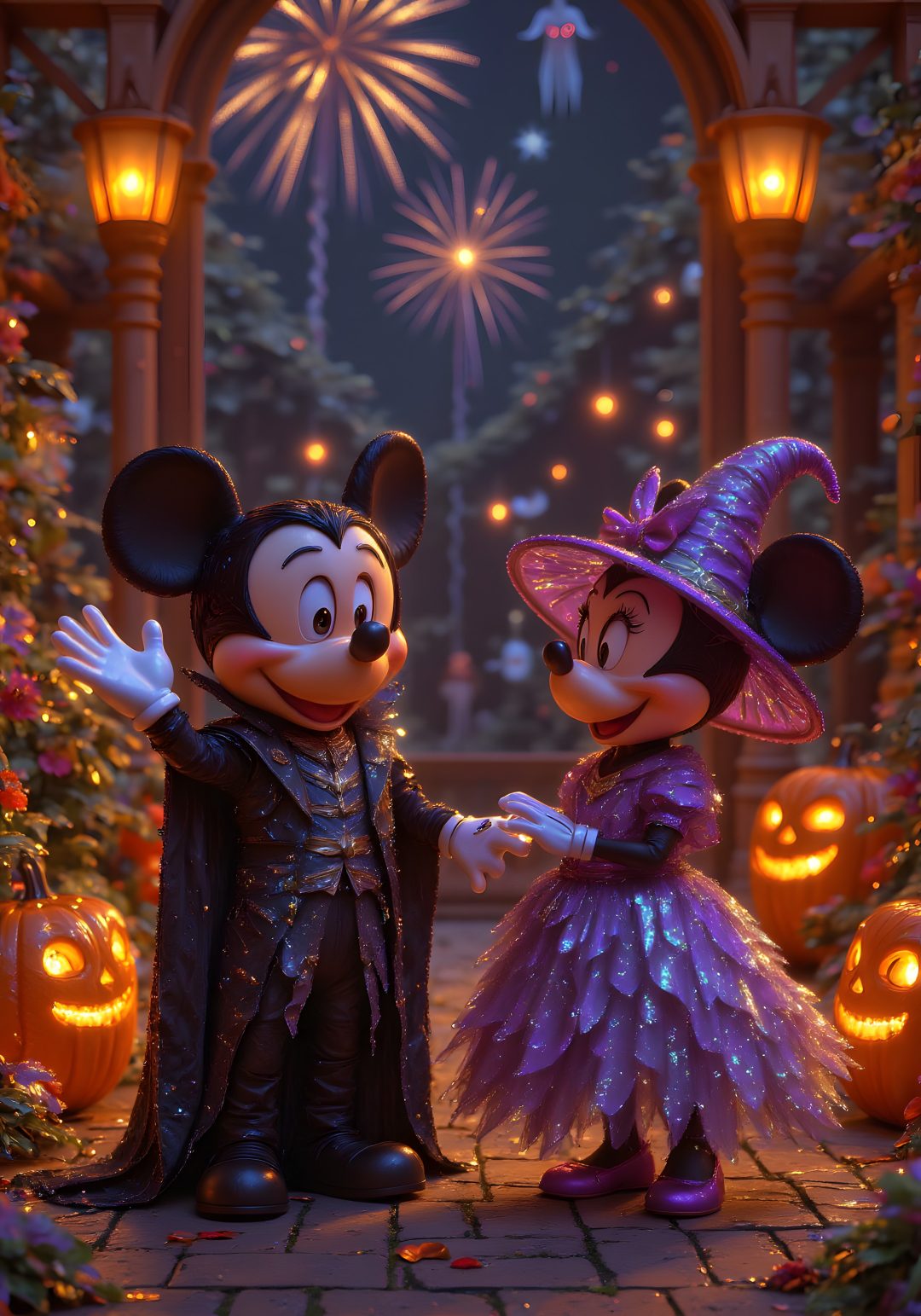mickey and minnie mouse dressed up for halloween Mickey And Friends Halloween Backgrounds dark slate gray