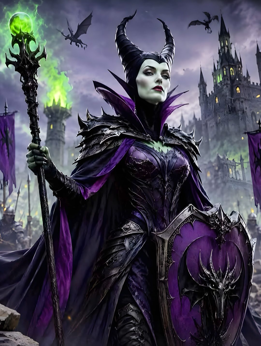 the maleficent from disney's maleficent movie is dressed in purple and black Maleficent Halloween dark slate gray