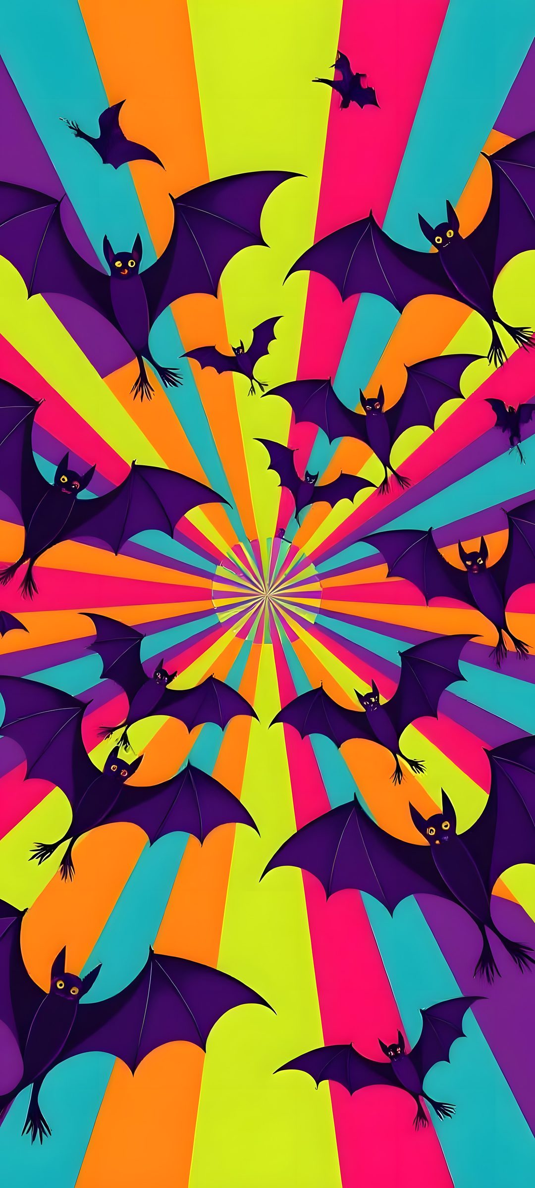 an image of a colorful background with bats Neon Halloween Pattern dim gray