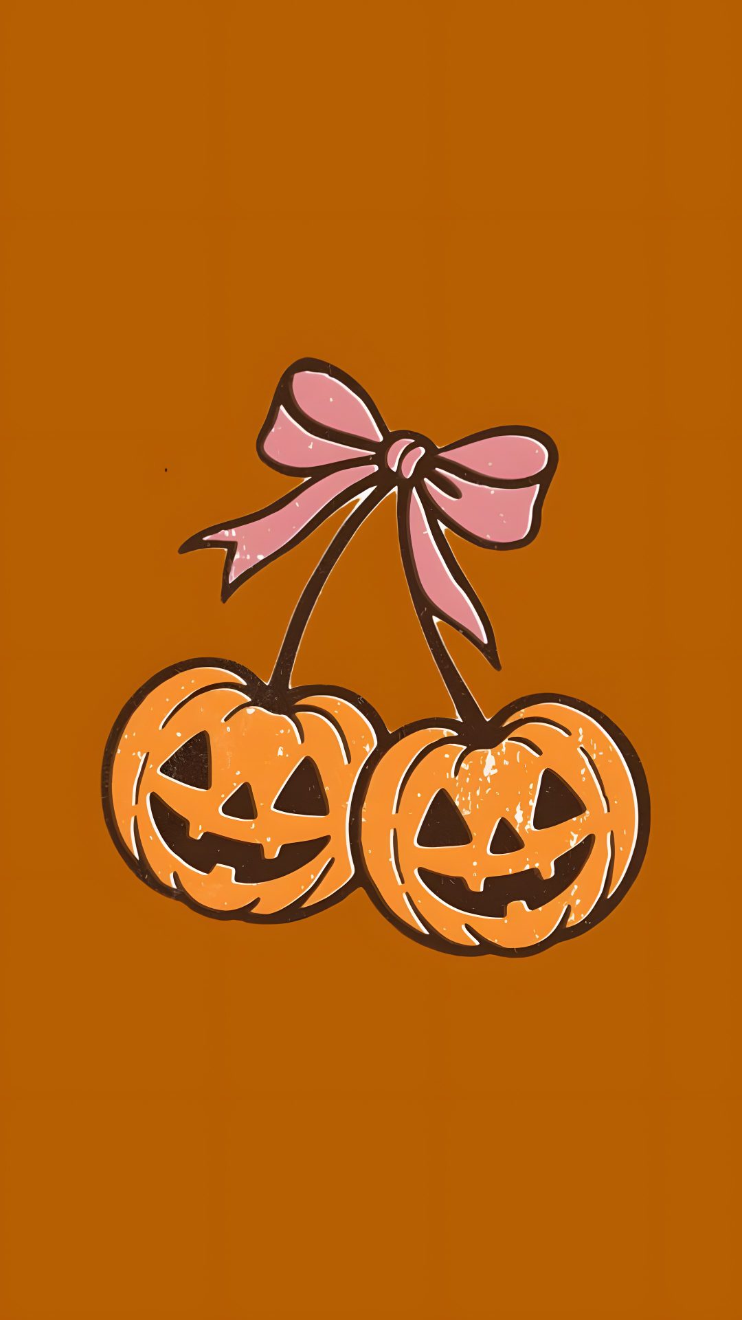 two jack o lantern pumpkins with a bow Halloween Peach chocolate