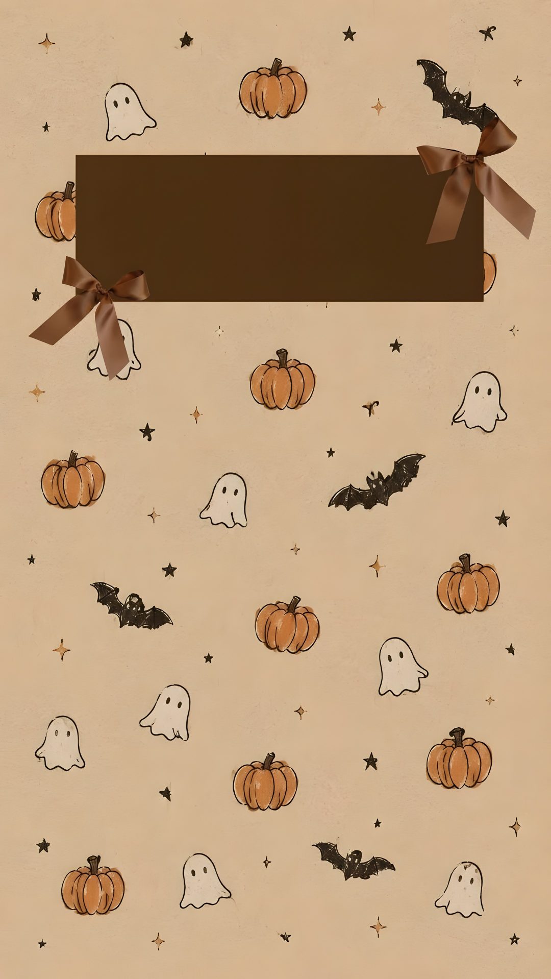 a halloween background with pumpkins and ghostes Cute Brown Halloween tan