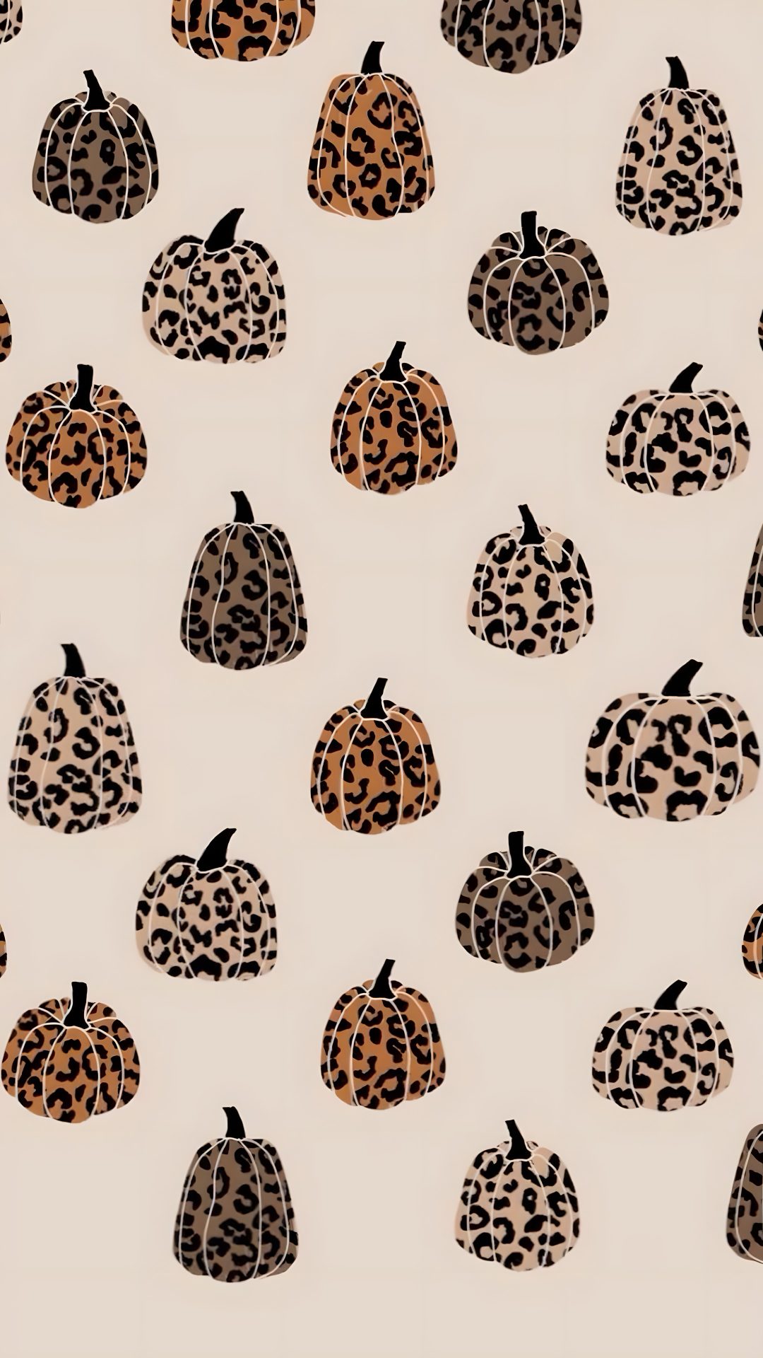 an animal print pumpkin pattern is shown on a white background with leopard spots and black dots Halloween Cheetah Print light gray