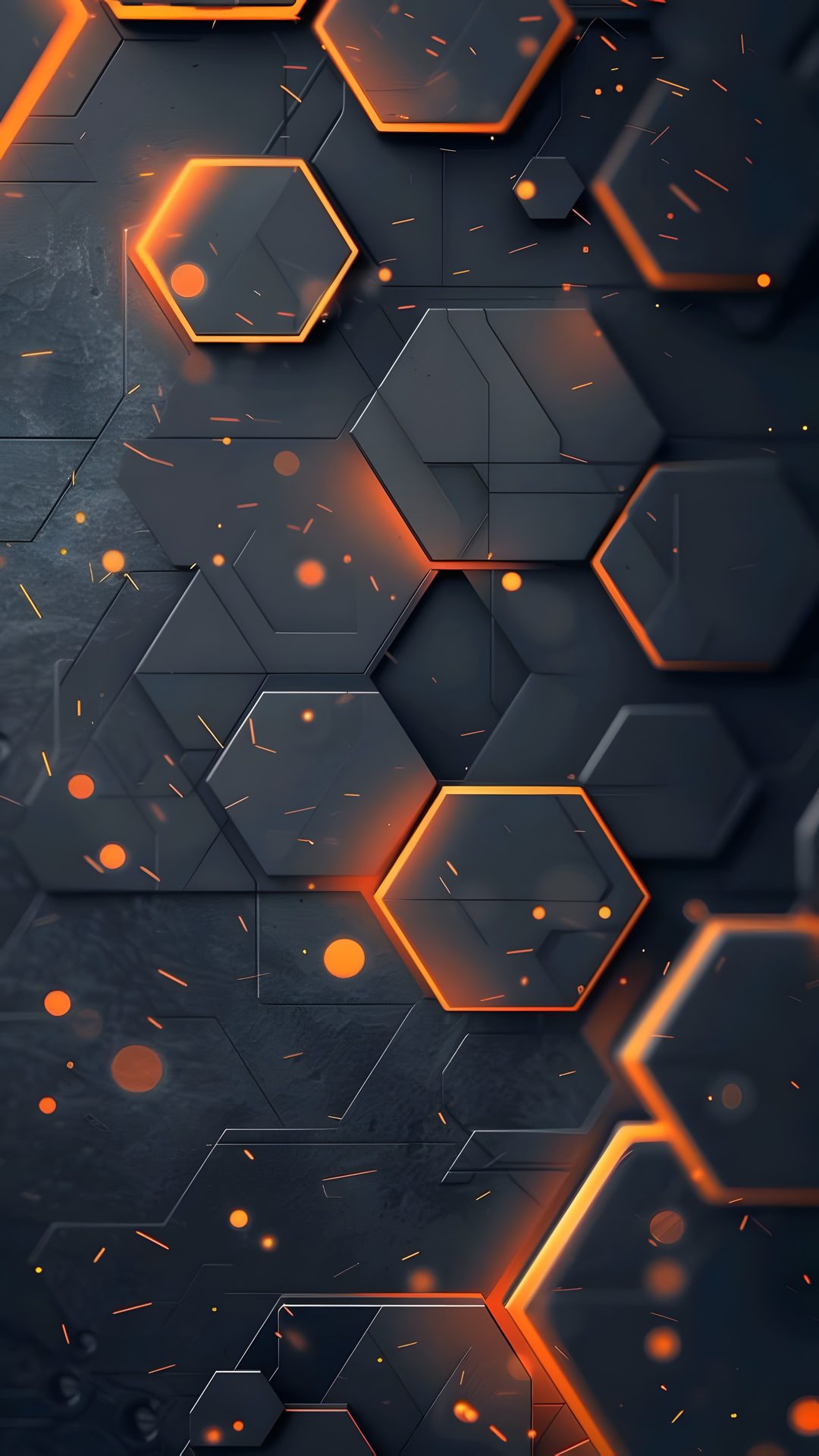 an orange and black background with hexagonal shapes Halloween Hexagon Iphone Repair, Pencil Sketch, Repair, dark slate gray