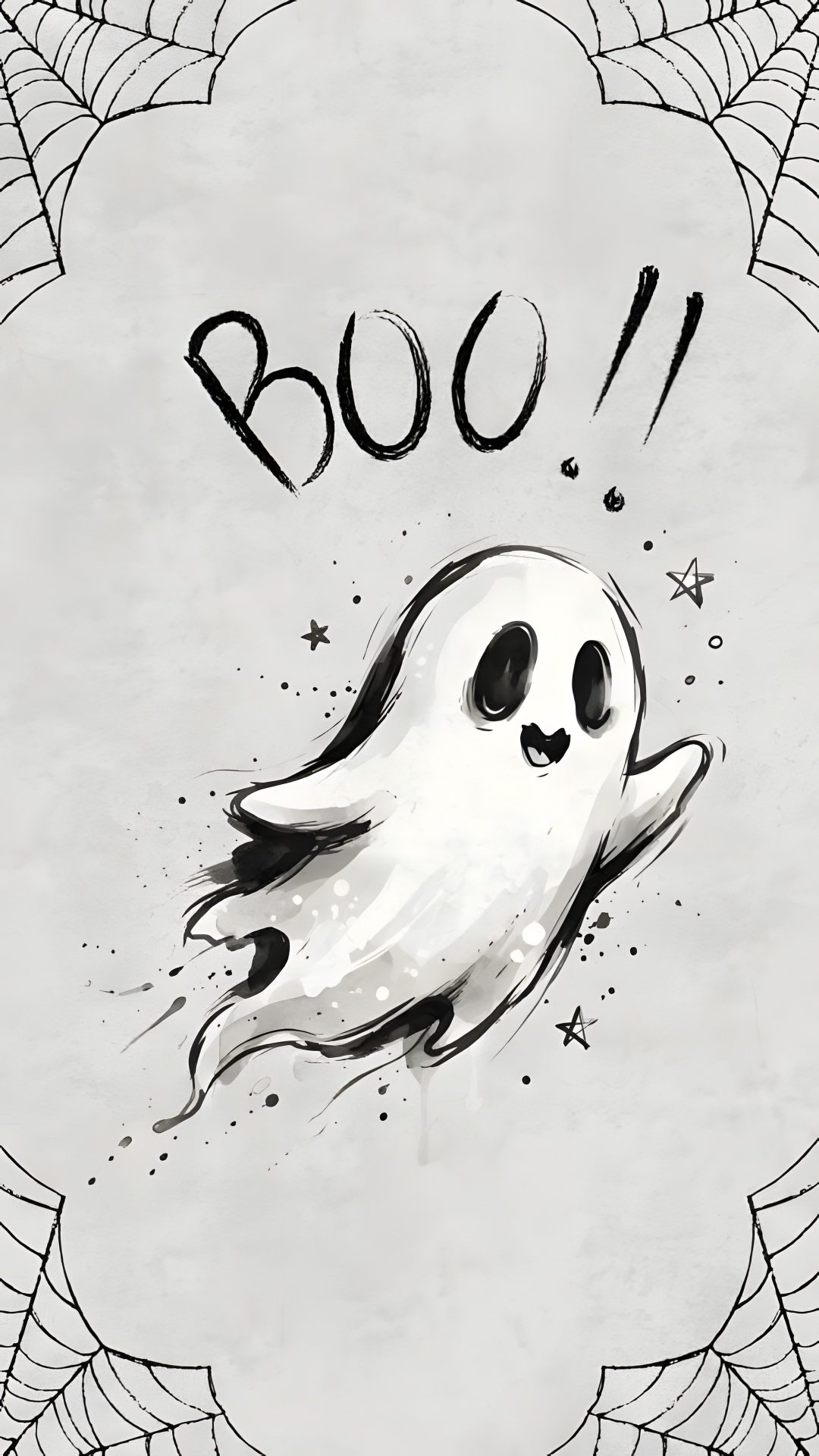a drawing of a ghost with the words boo on it Halloween Iphone Ghost gainsboro