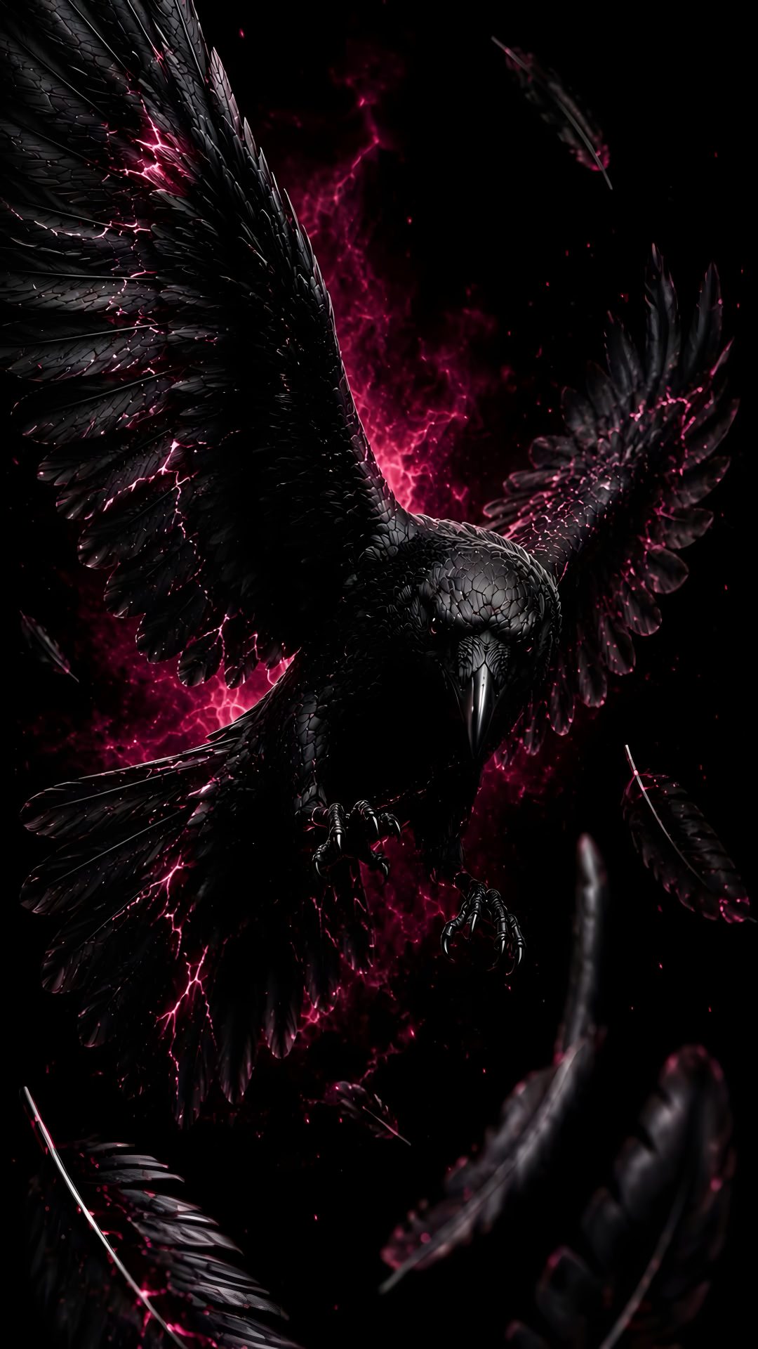a black bird flying through the air with its wings spread Halloween Crow Dark Custom black