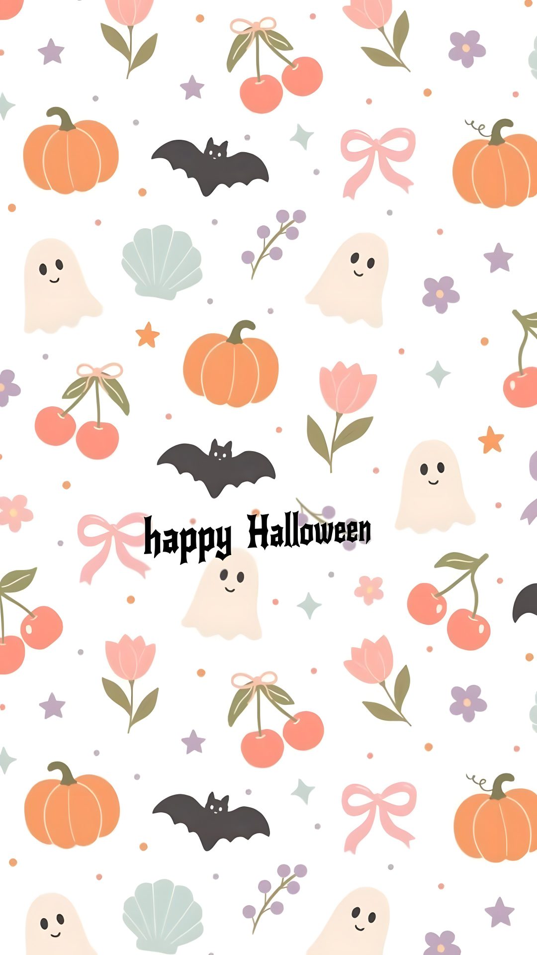a halloween pattern with bats, pumpkins and other decorations on it's side Halloween Custom By Tinydesigns white