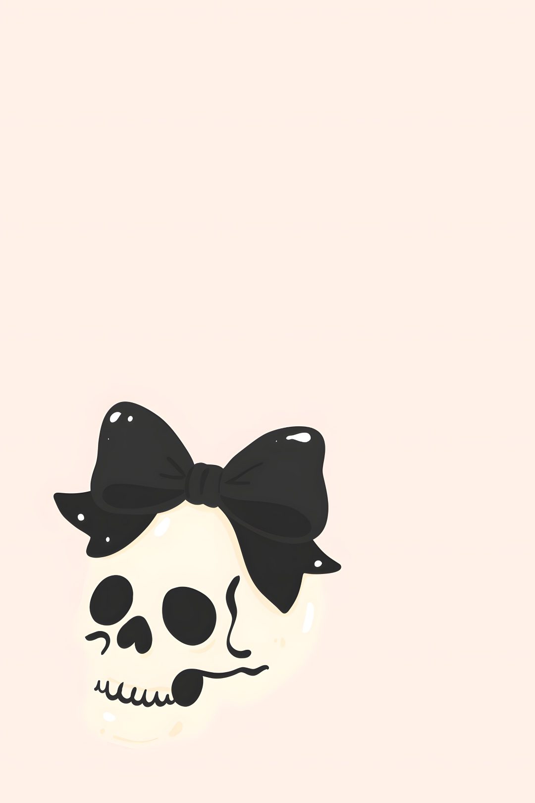 a skull with a bow on it's head in front of a pink background Black And White Halloween Skulls In Bow linen