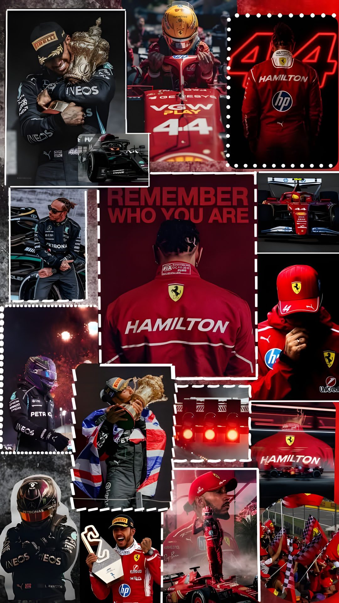 a collage of photos with the names of drivers and their respective team members on them Halloween Lewis Hamilton Collages Hd black