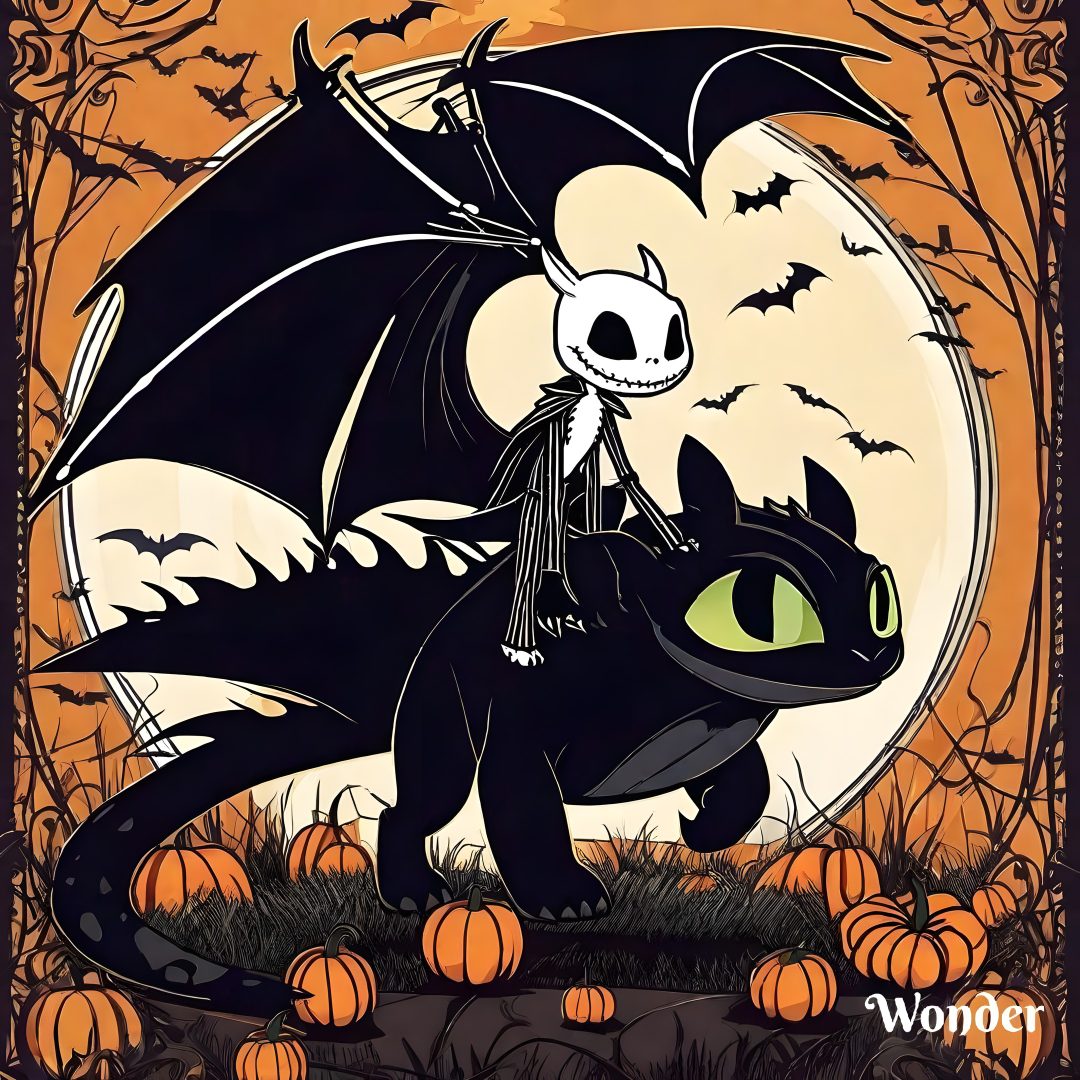 a black cat riding on the back of a dragon Halloween Toothless Toothless And Light Fury Halloween, Black Dragon Cat, dark slate gray