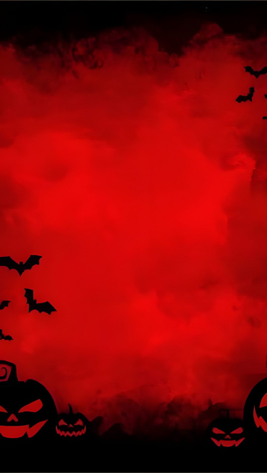halloween pumpkins and bats against a red background Halloween Red dark red