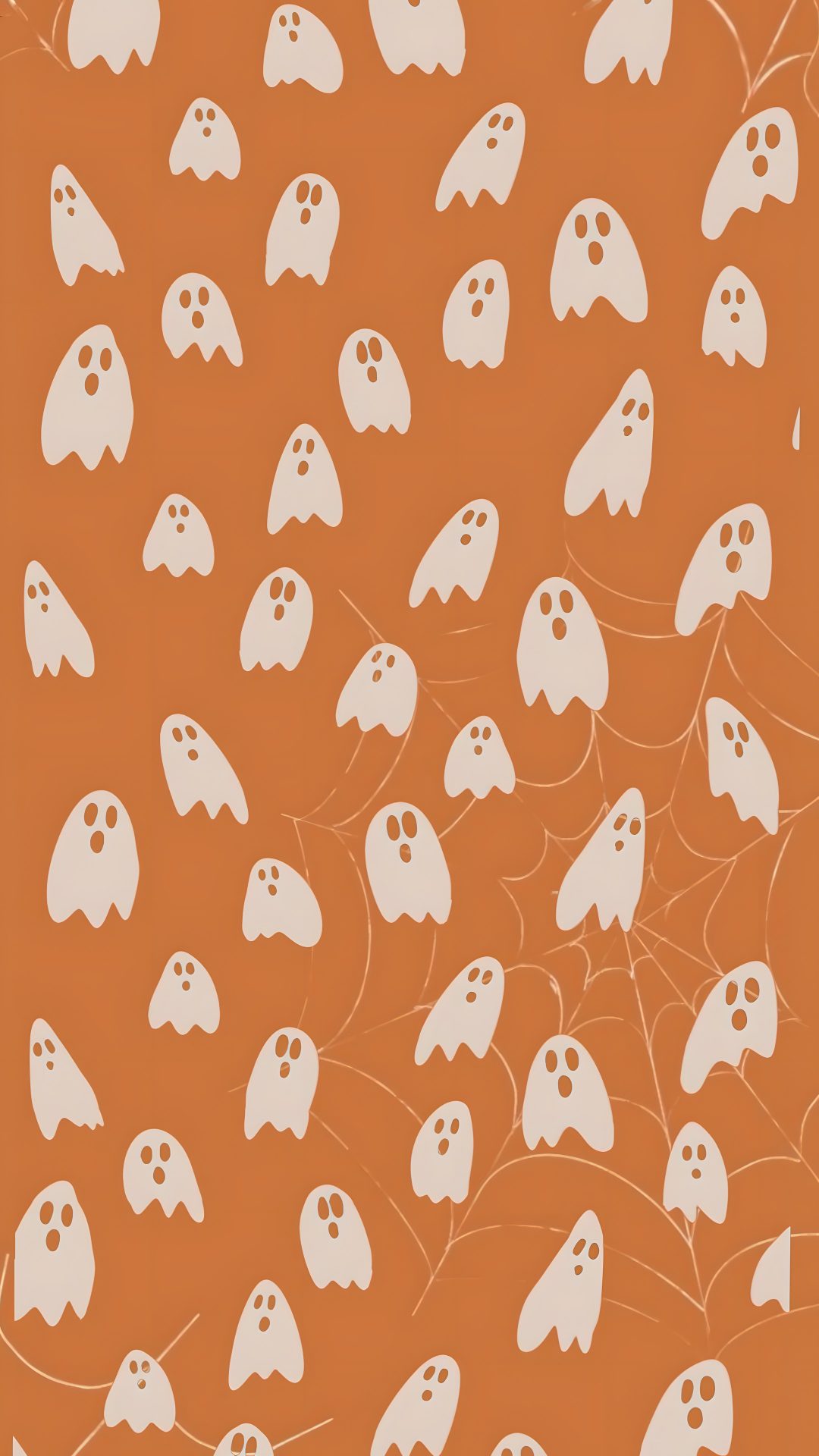 an orange background with white ghost faces on it Halloween Boo Halloween Orange White peru