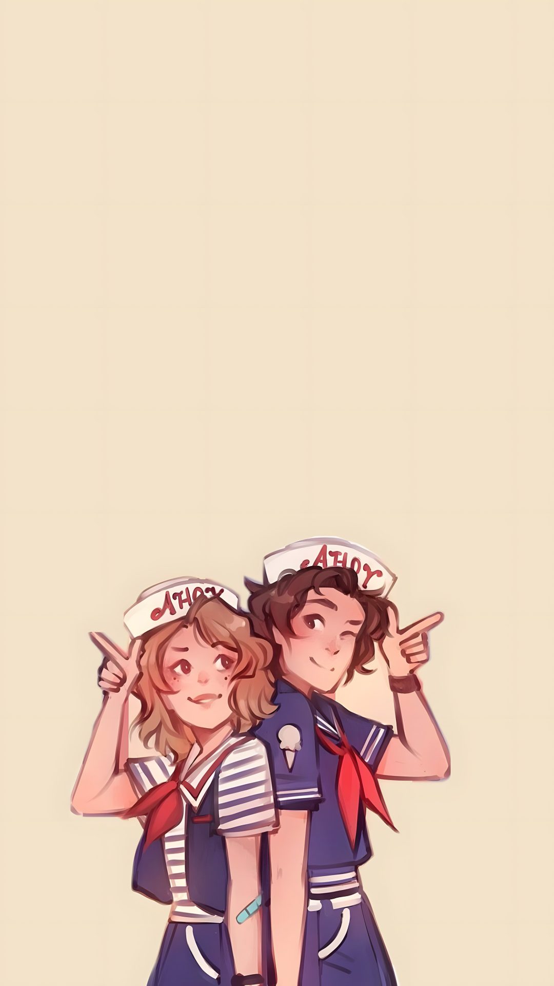 two people are standing next to each other Matching Stranger Things And Halloween Characters Stranger Things, Phone, bisque
