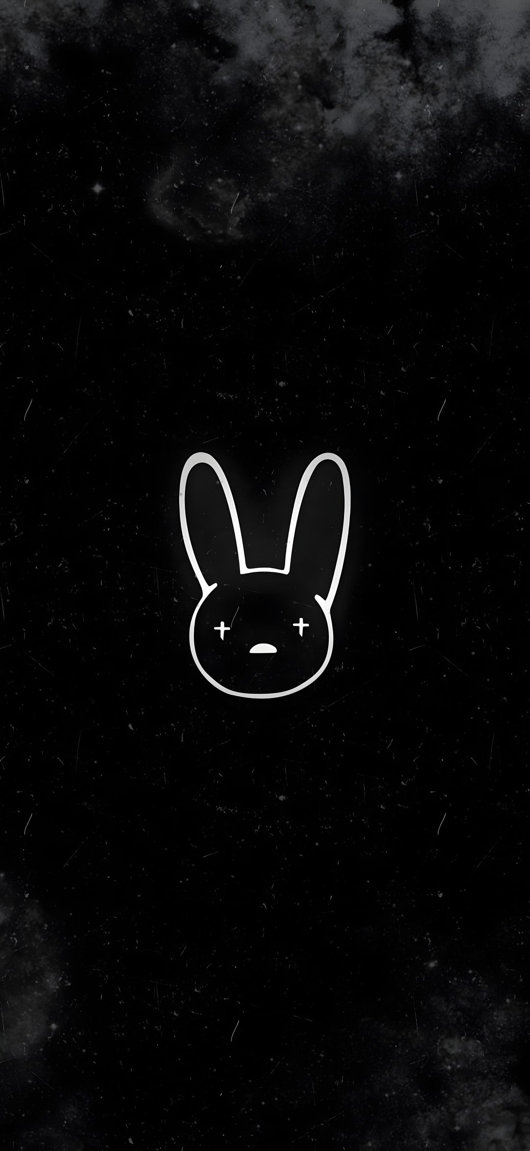 a black and white photo with a bunny face drawn on it's back side Bad Bunny Halloween Hello Kitty, Bad Bunny Logo White, Black Bad Bunny, Bunny,