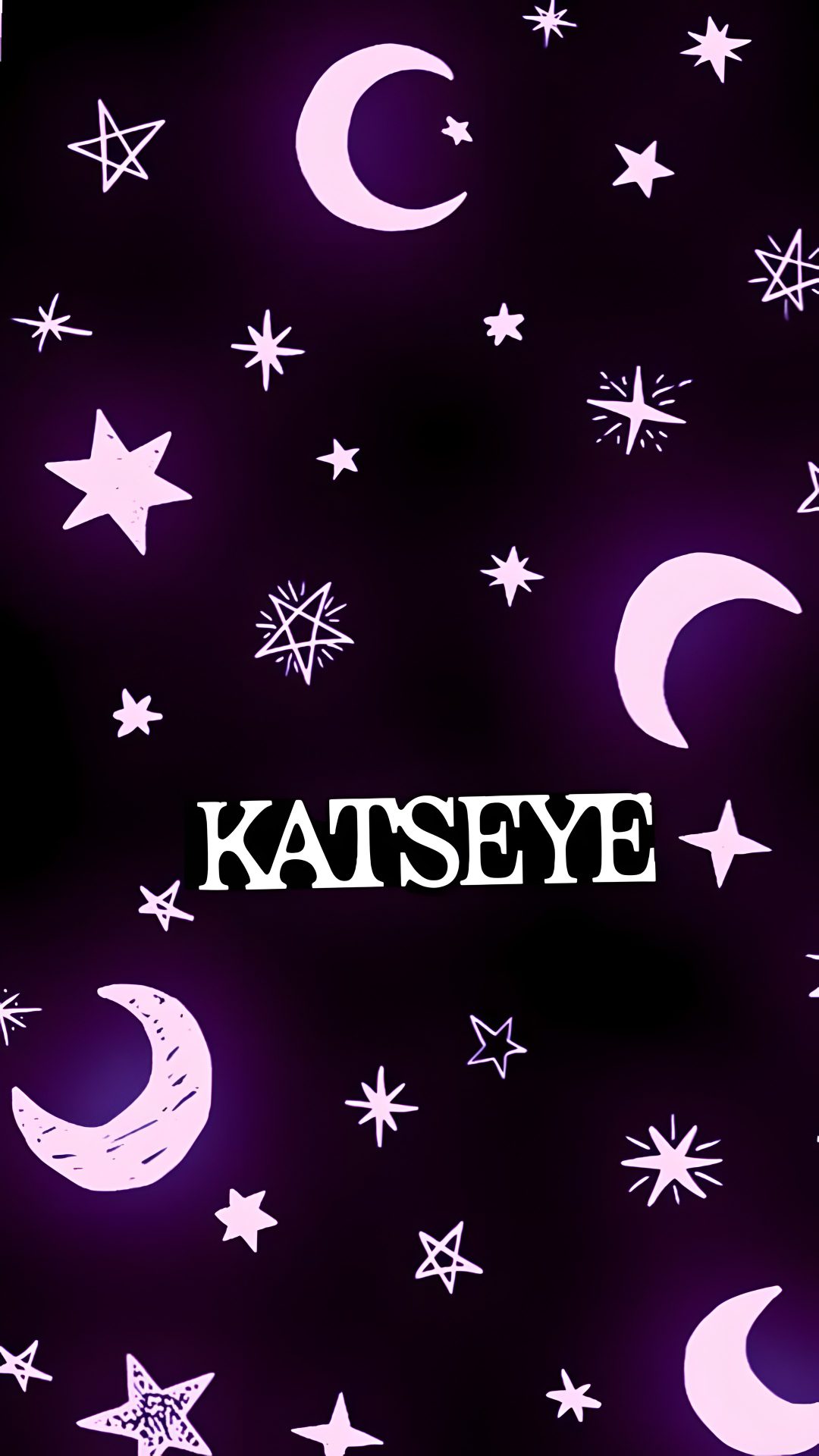 stars and crescents with the word kate written in white on a black background that says, Katy Name Name Backgrounds For Halloween black