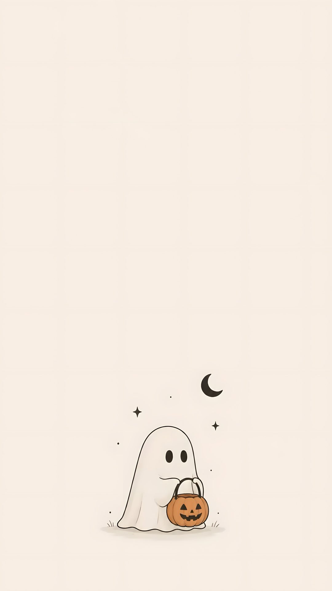 a ghost with a pumpkin in its mouth Minimalist Halloween Iphone linen