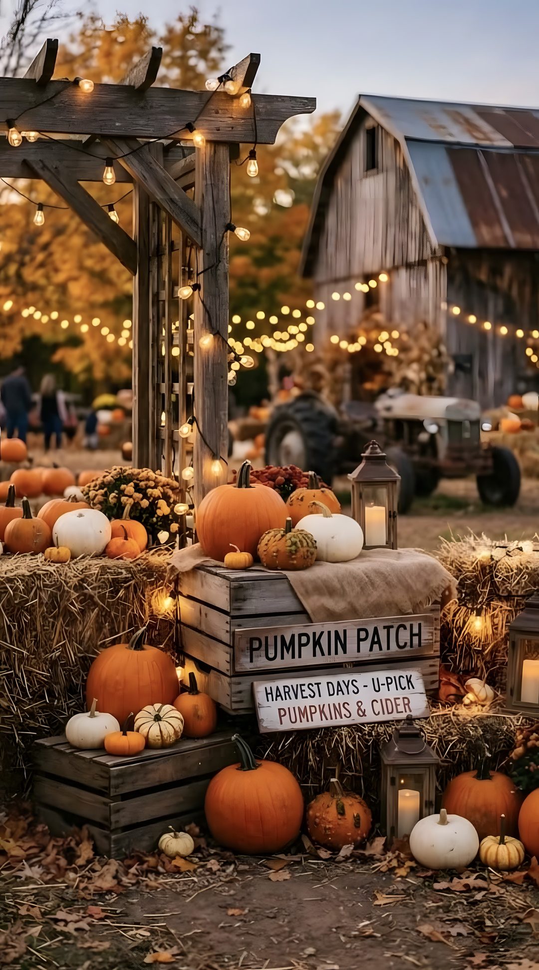 pumpkins and hay bales are stacked on top of each other Halloween Farm Spirit Halloween, Halloween, dark olive green